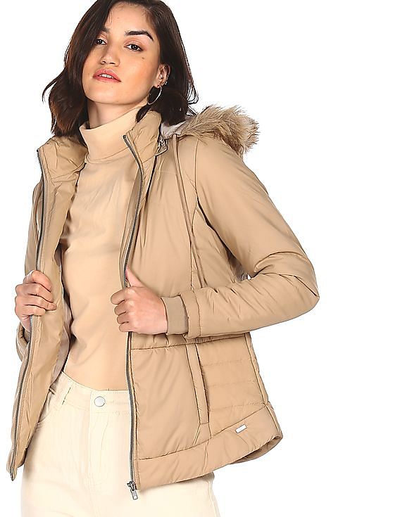 Khaki quilted jacket womens best sale