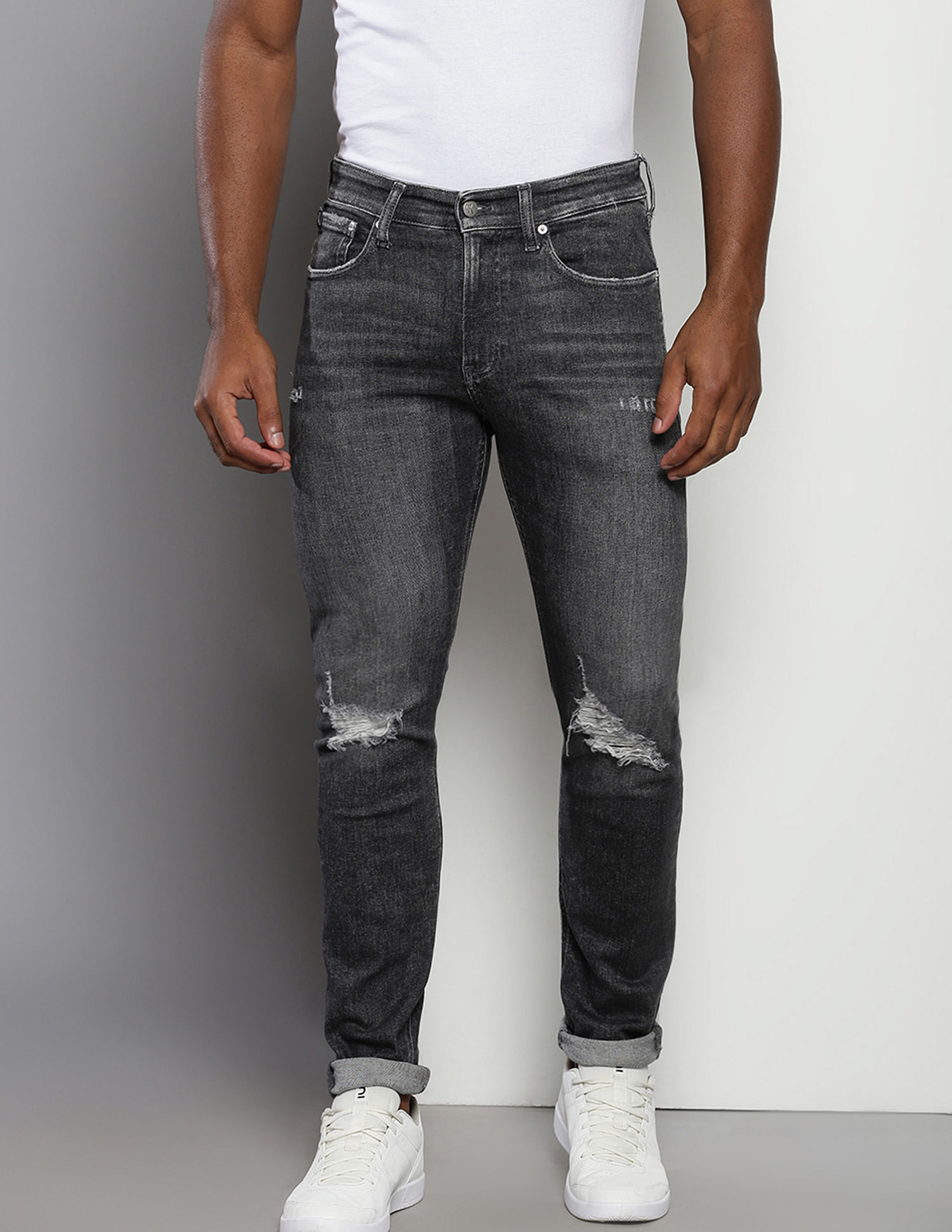 Buy Calvin Klein Skinny Fit Distressed Jeans - NNNOW.com