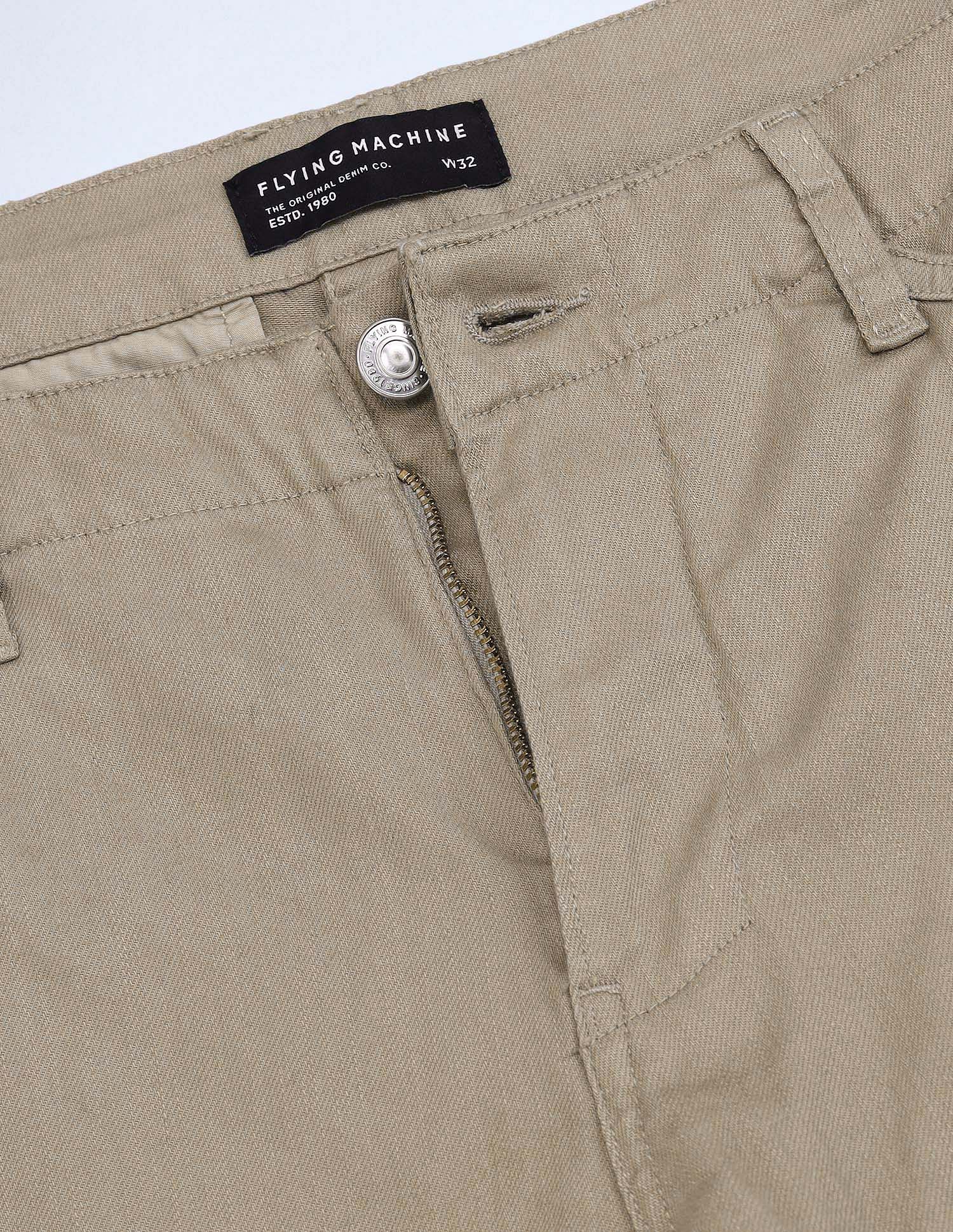 Flying Machine Relaxed Fit Solid Cargo Trousers