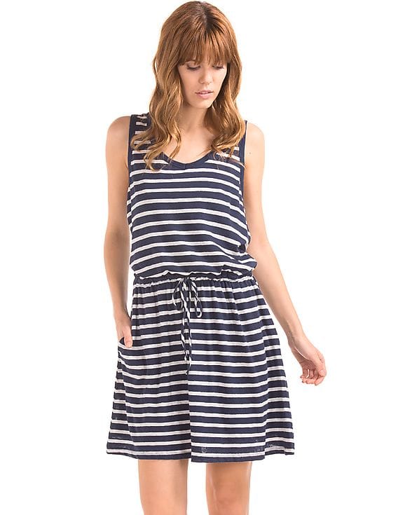 chinese dress ladies Sleeveless Linen Dress Acadia in Deep Navy Blue