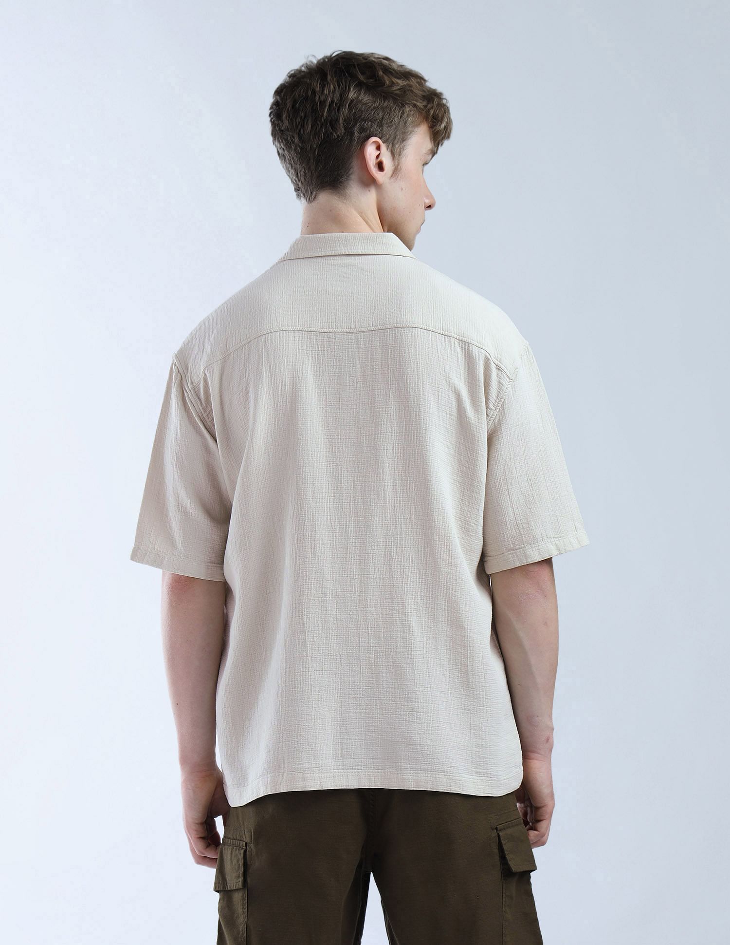 Flying Machine Textured Cotton Color Of Home Shirt