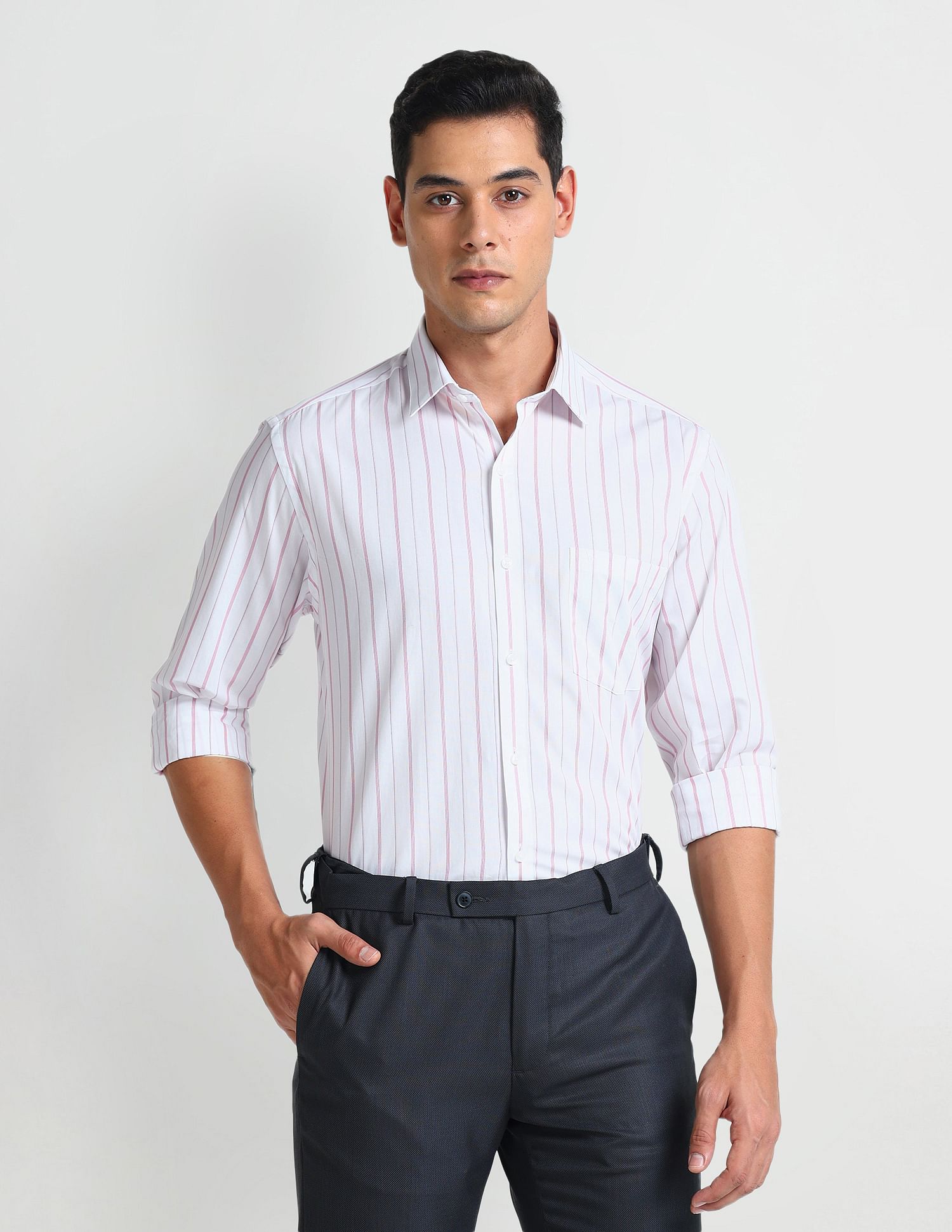 Arrow Vertical Stripe Cotton Shirt