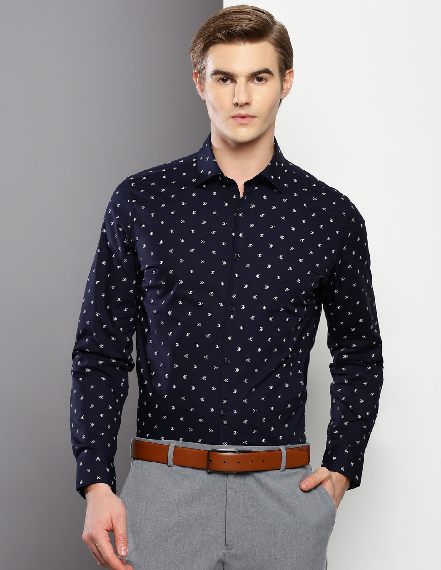 Calvin Klein Logo Print Slim Shirt