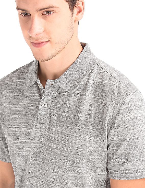 GAP Men Grey Space Dye Pique Polo