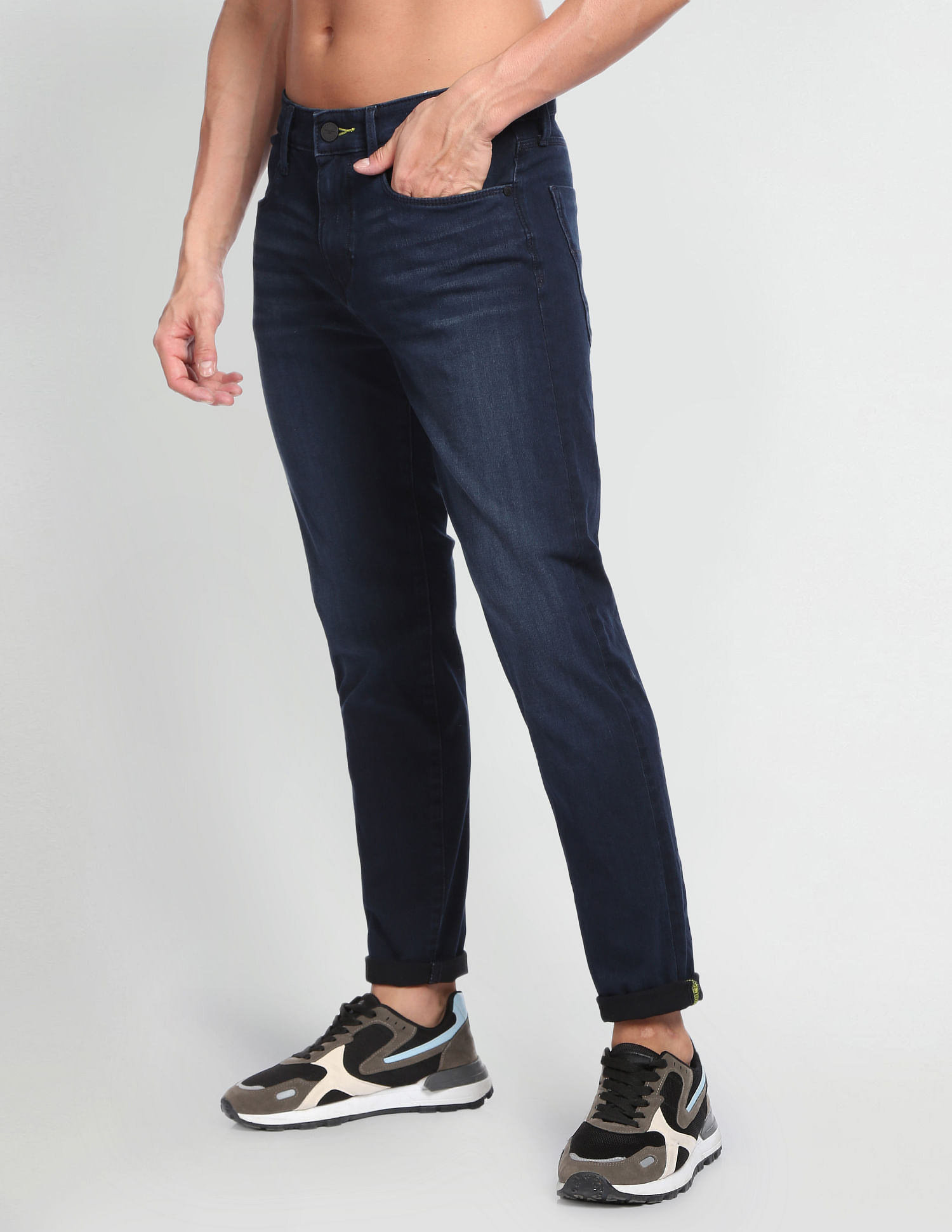 Flying Machine Slash Slim Tapered Dark Wash F-Lite Jeans