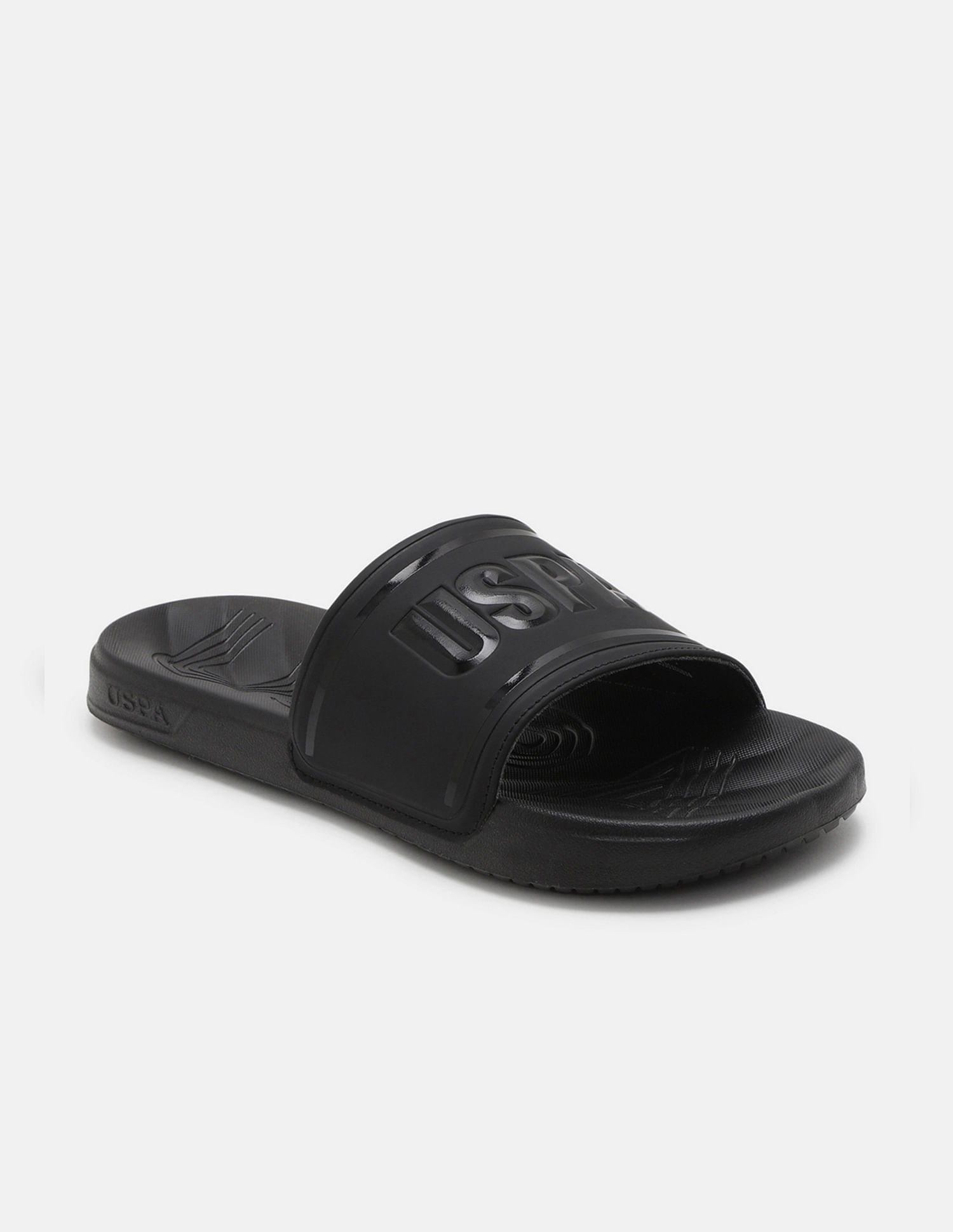 U.S. Polo Assn. Men Brand Embossed Deja Blk Slippers
