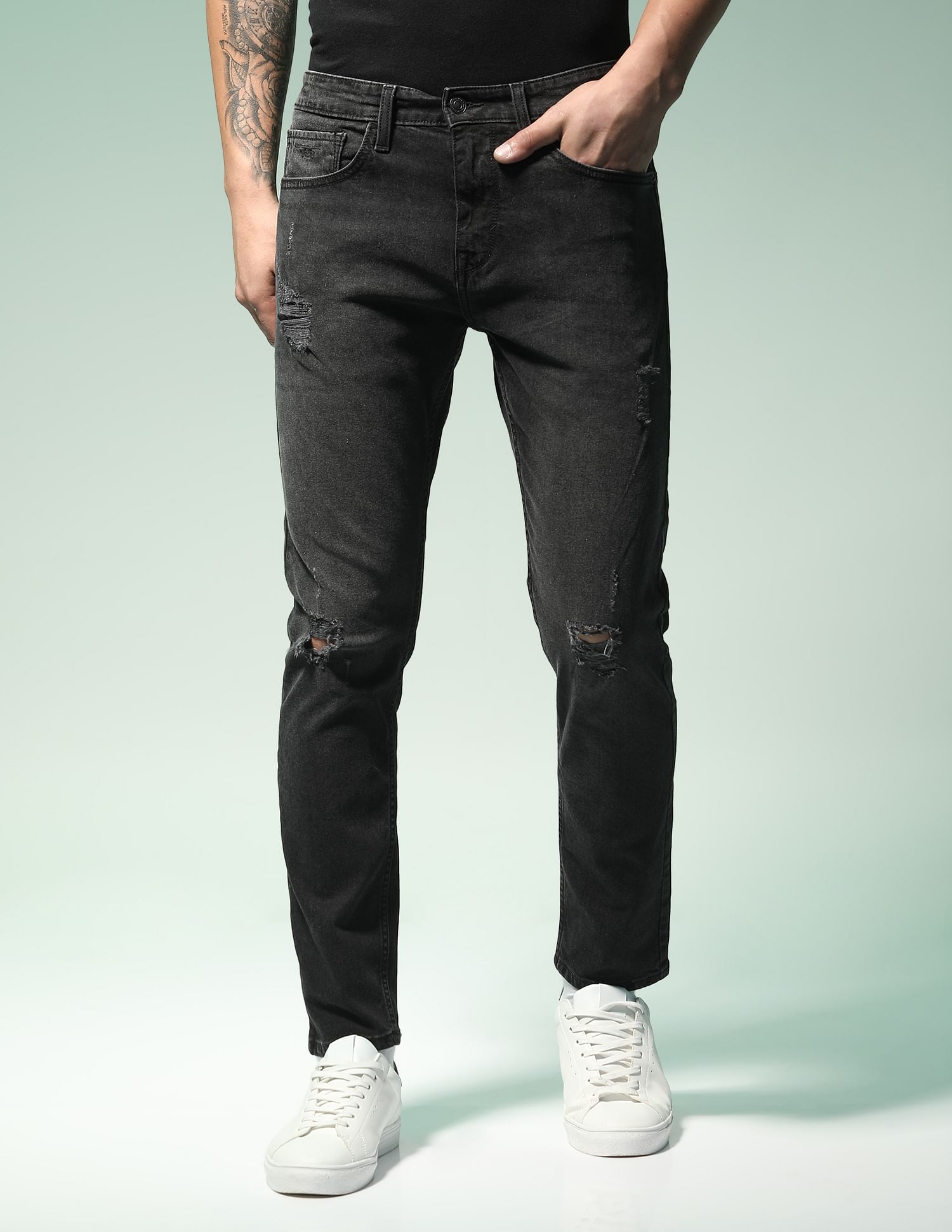 Flying Machine Slim Tapered Lightly Distressed Jeans