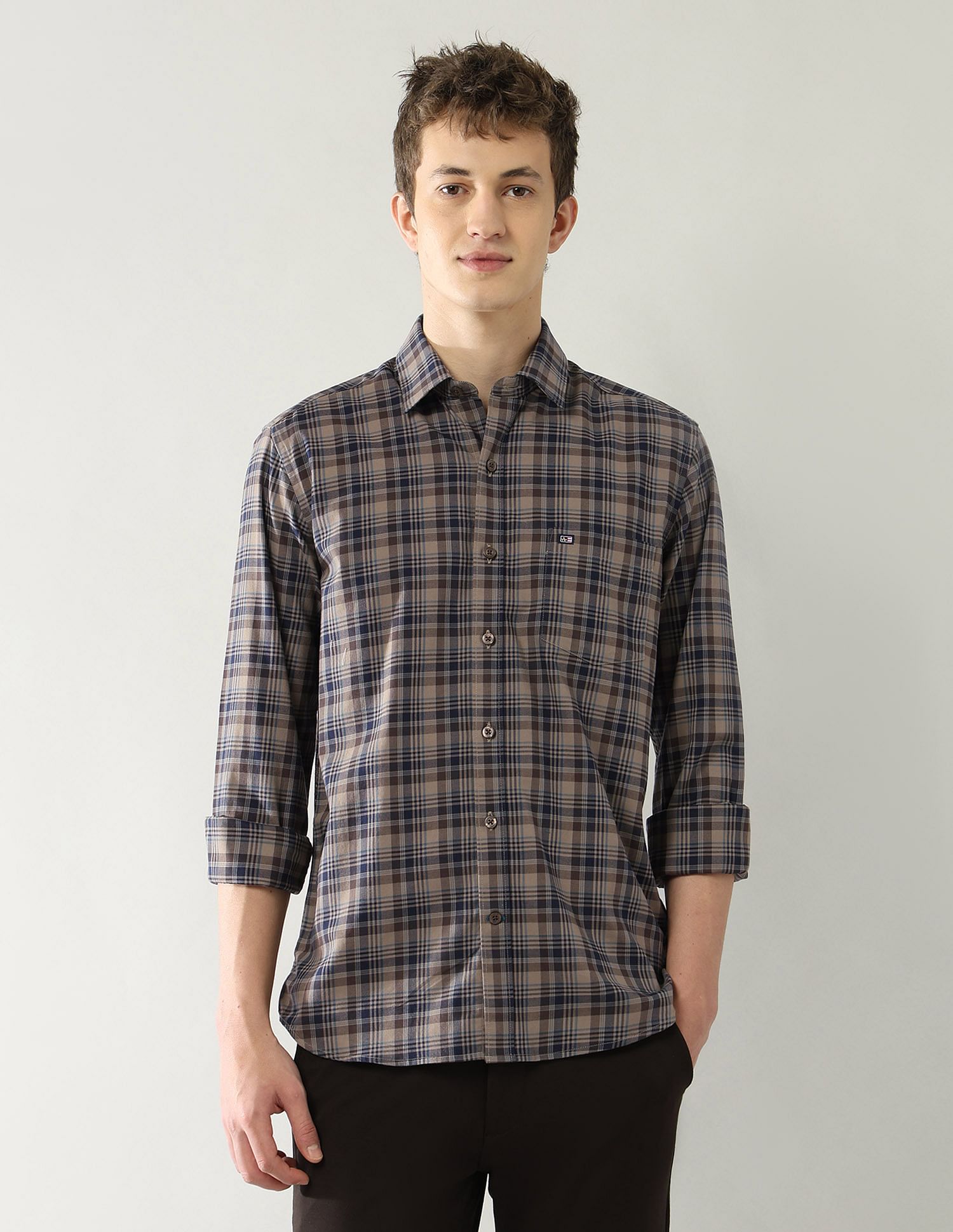 Arrow Sport Slim Fit Grid Tattersall Checked Shirt