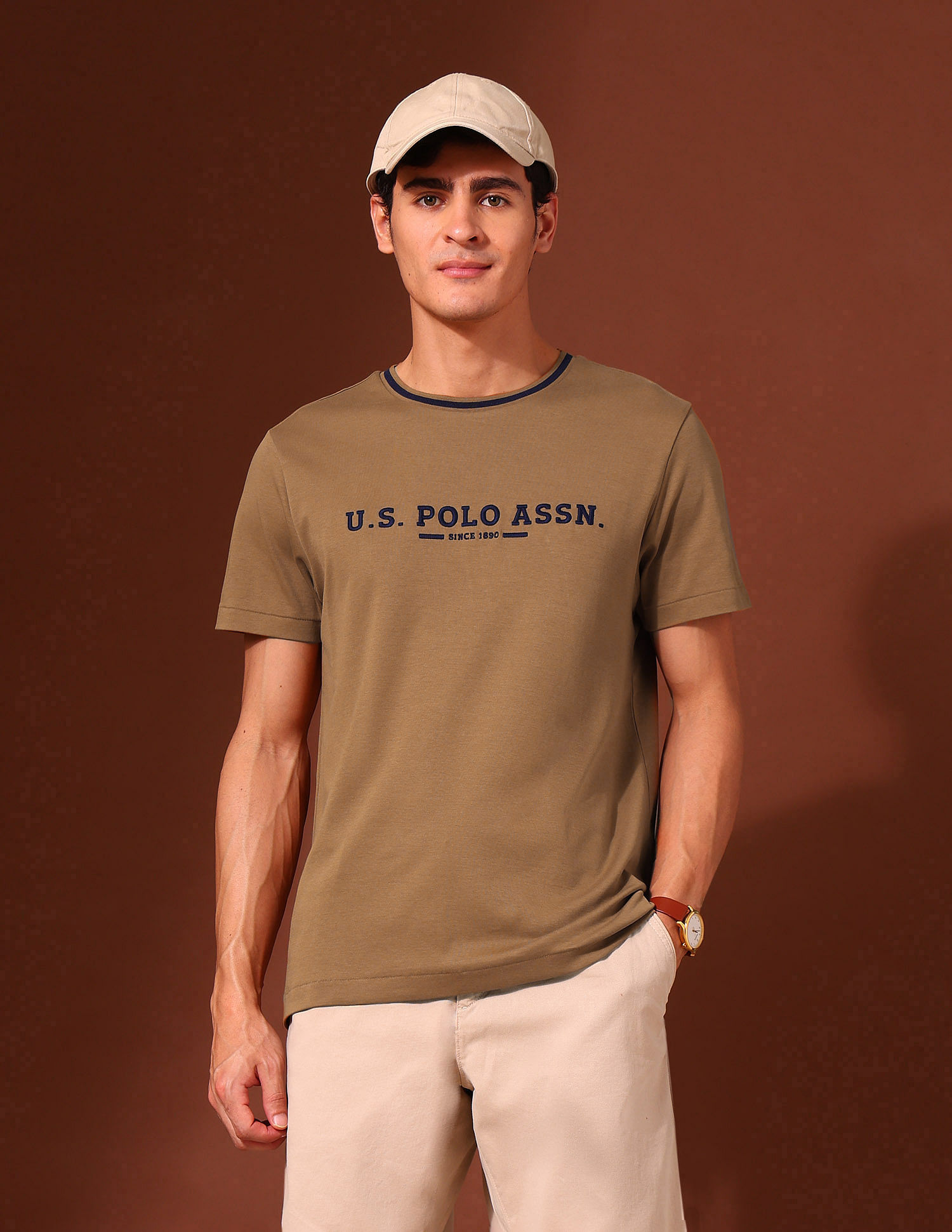 U.S. Polo Assn. Brand Embroidered Pure Cotton Classic T-Shirt