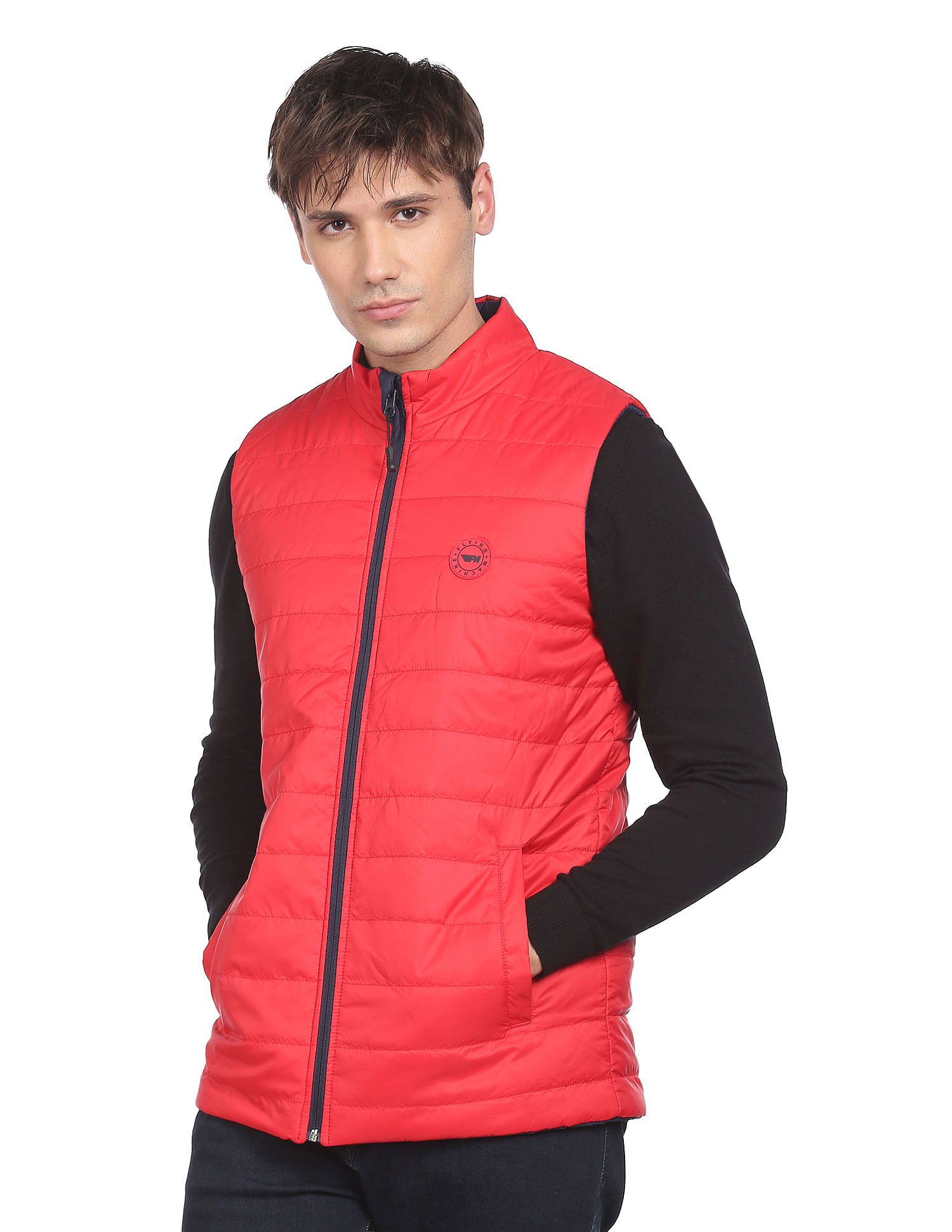 Flying Machine High Neck Solid Reversible Jacket