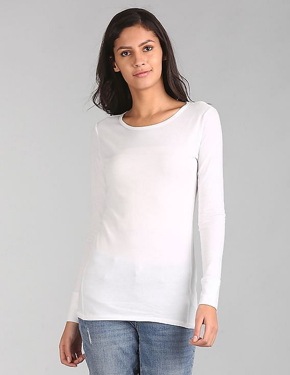 Buy GAP Women White Long Sleeve Tunic Tee 