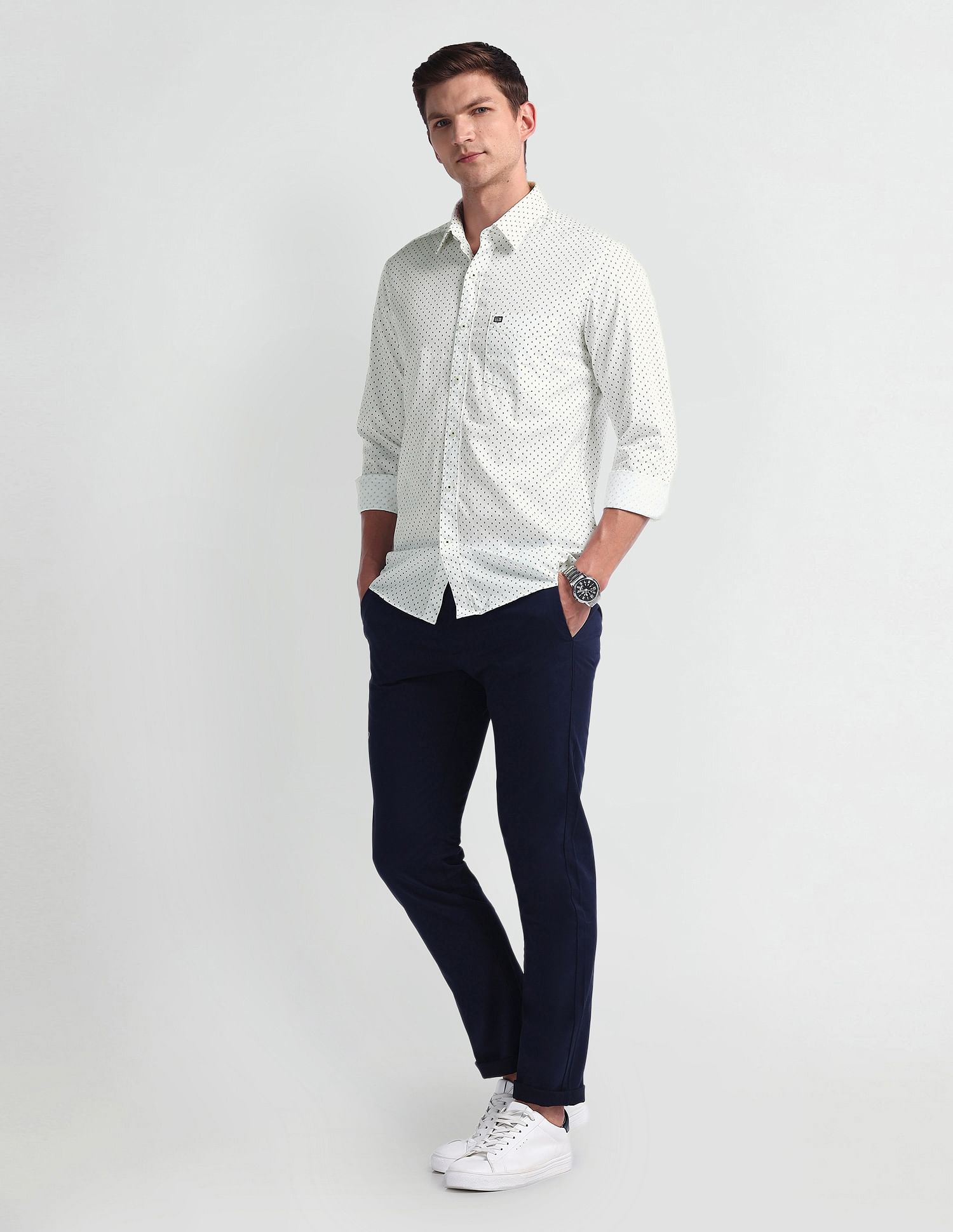 Arrow Sport Geometric Print Manhattan Slim Shirt