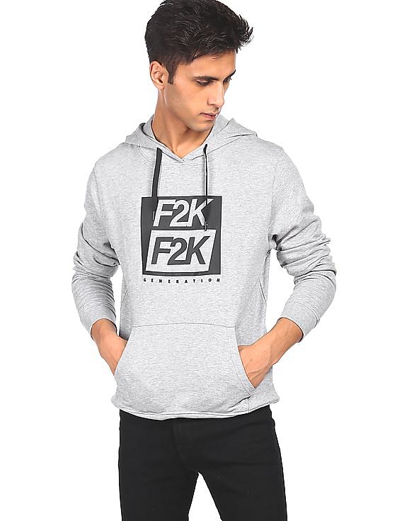 Flying Machine Long Sleeve Printed Hooded Sweatshirt
