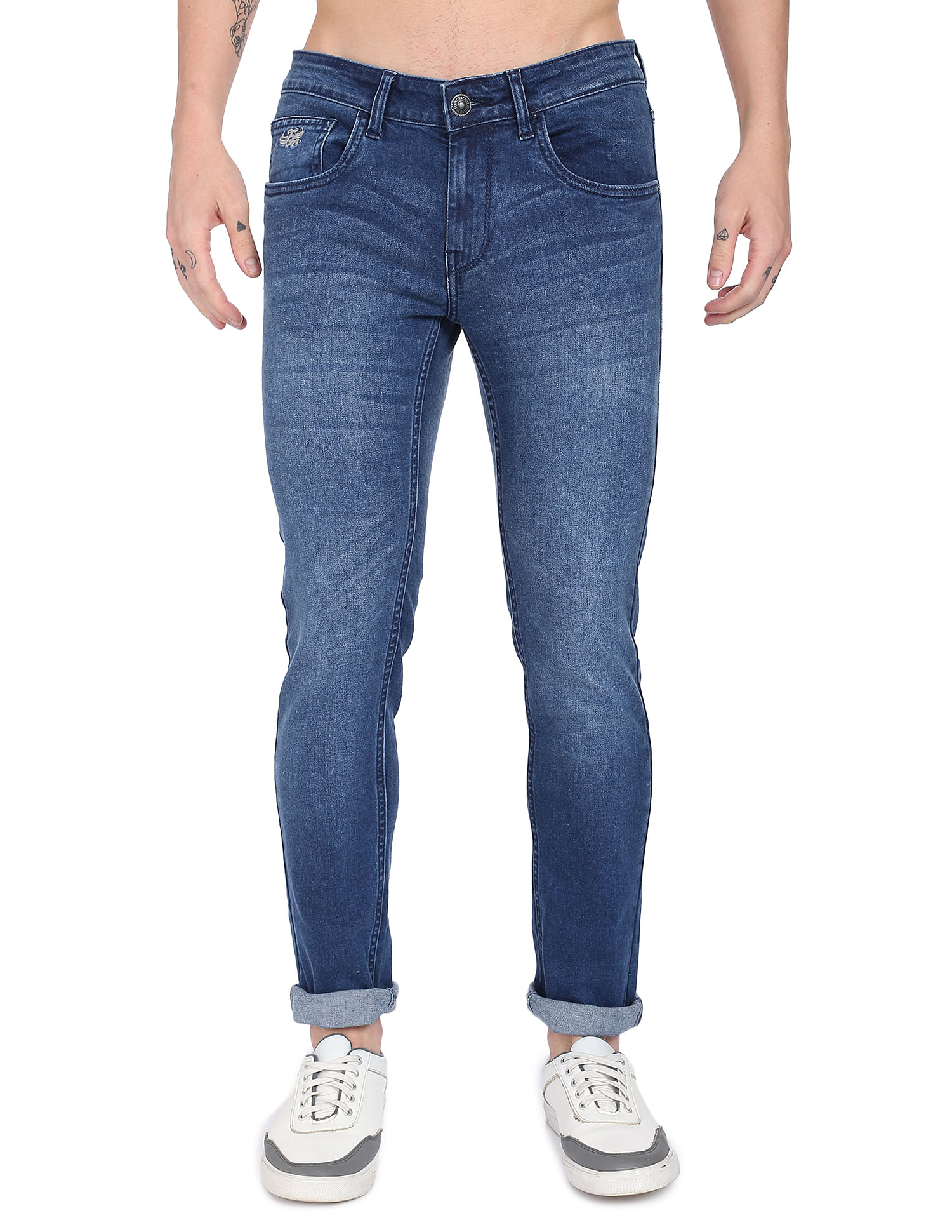 Flying Machine Mid Rise Stone Wash Jeans