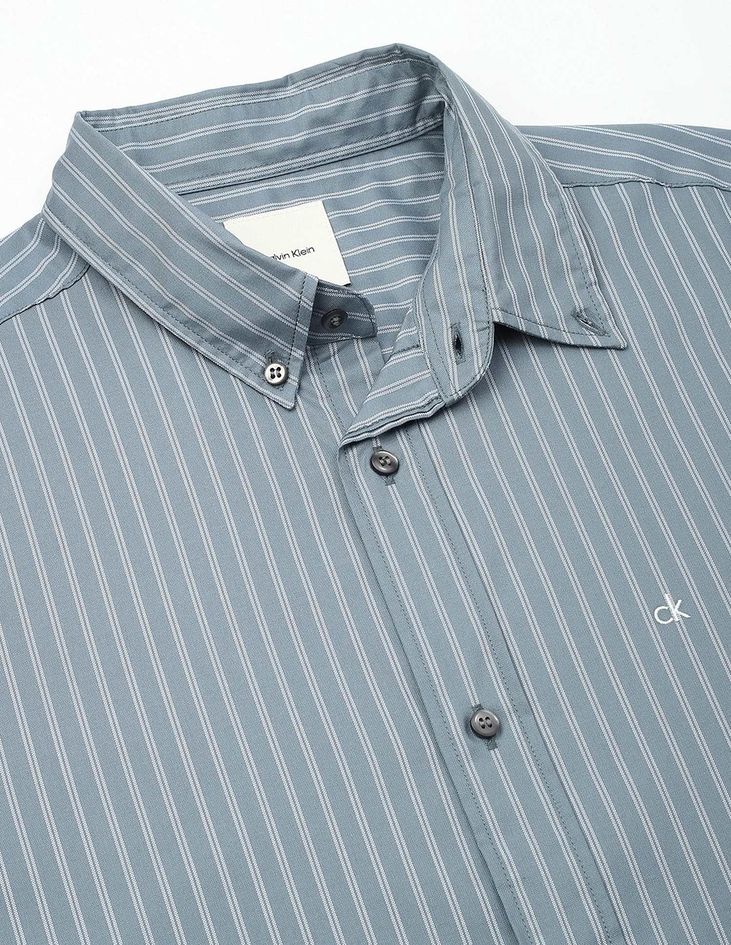 Calvin Klein Jeans Striped Regular-Fit Oxford Woven Shirt