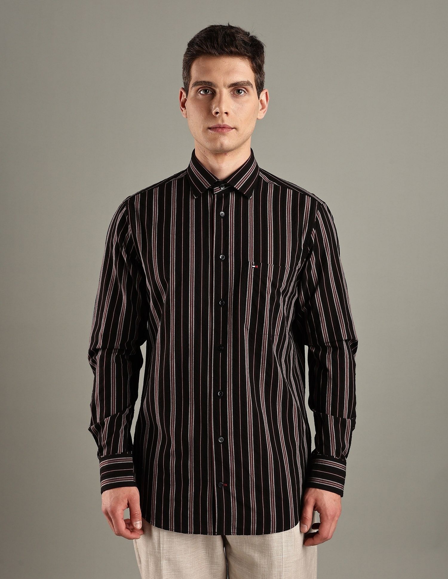 Tommy Hilfiger Striped Slim-Fit Cotton Woven Shirt