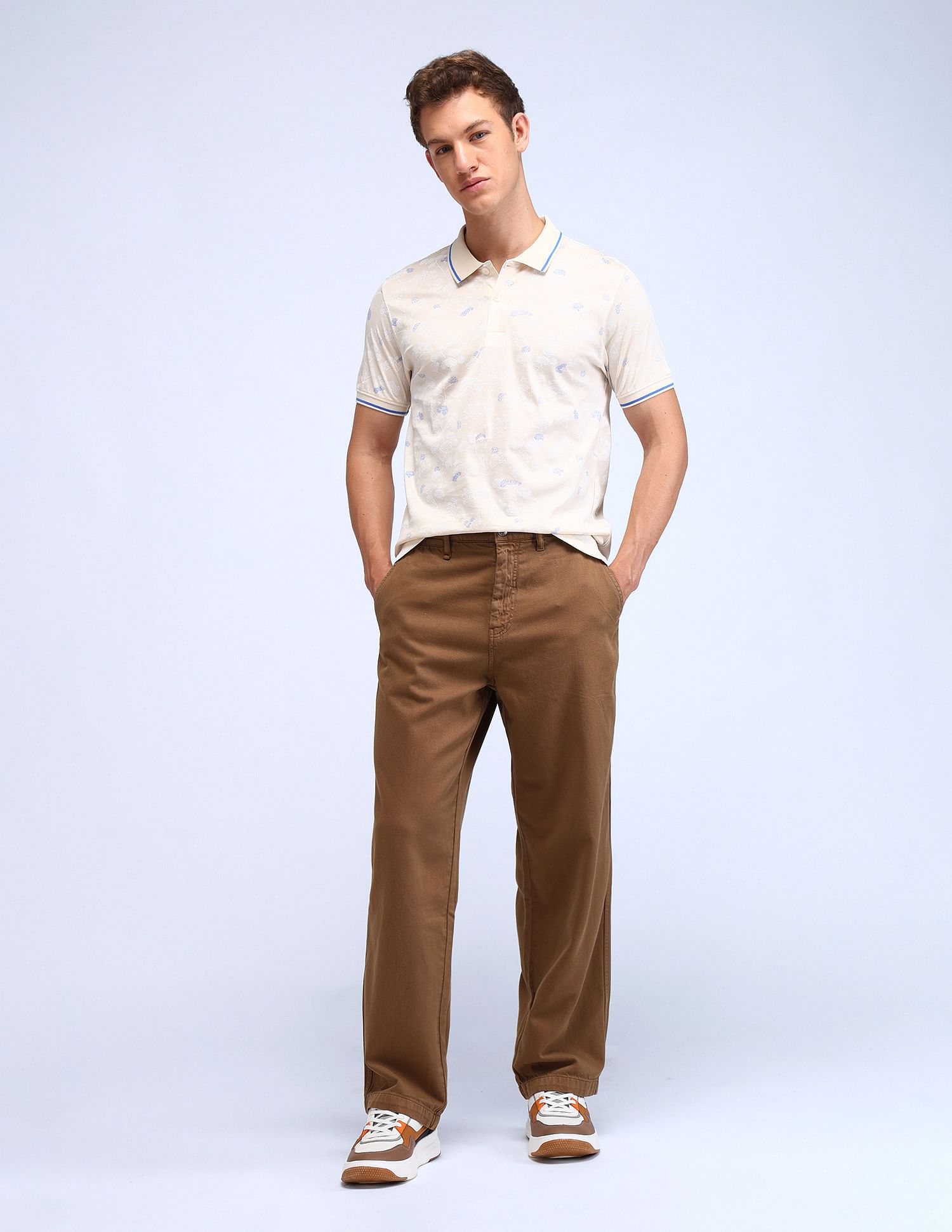 Flying Machine Floral Pattern Pure Cotton Polo Shirt