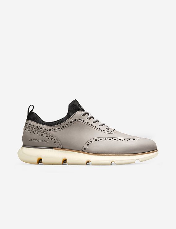Buy Cole Haan Men Light Grey Wingtip Leather Sneakers
