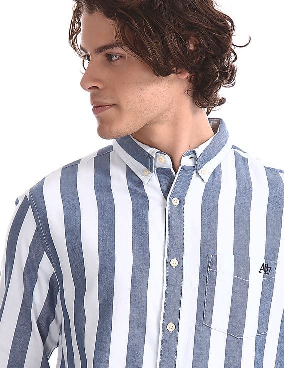 White Button Down Striped Shirt 
