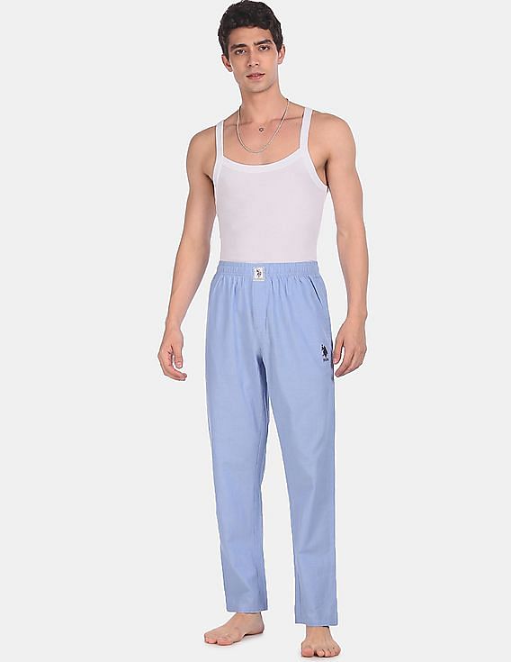 Sky Blue Colour Solid Hemp Lounge Pants For Men
