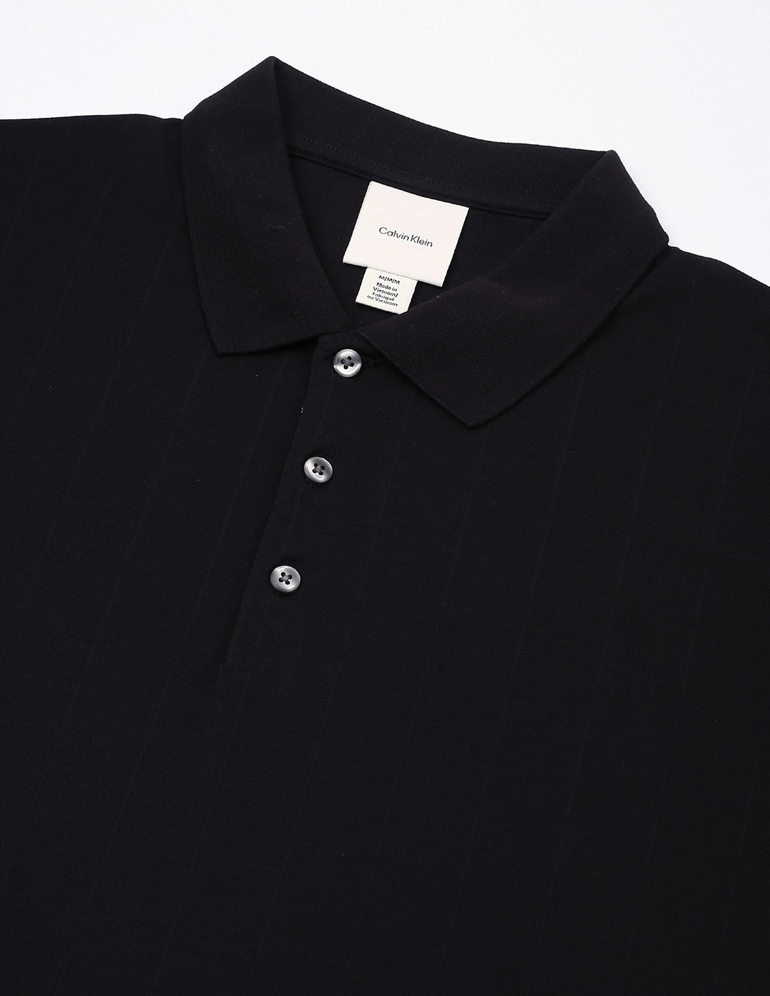 Calvin Klein Jeans Striped Regular-Fit Polyester Polo T-Shirt