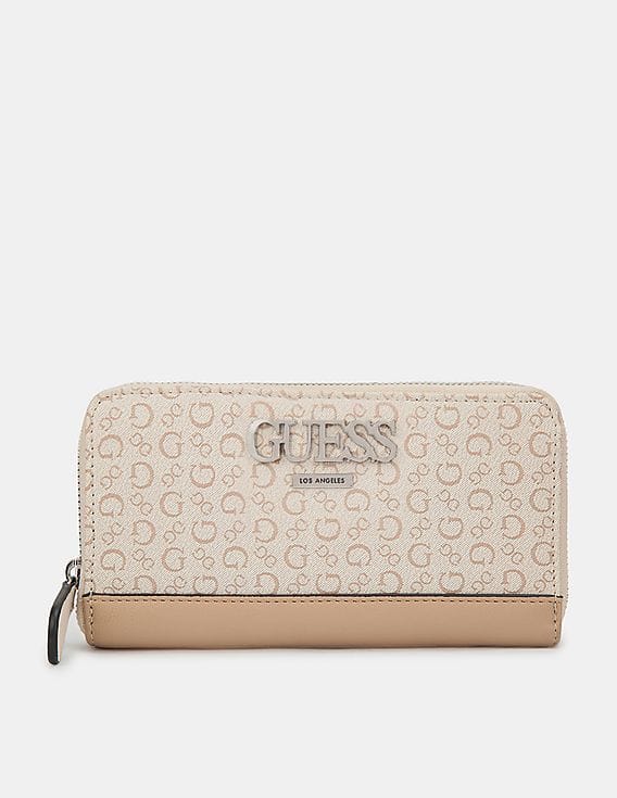 Buy GUESS Women Beige Printed Muze SLG Medium Zip Around Wallet - NNNOW.com