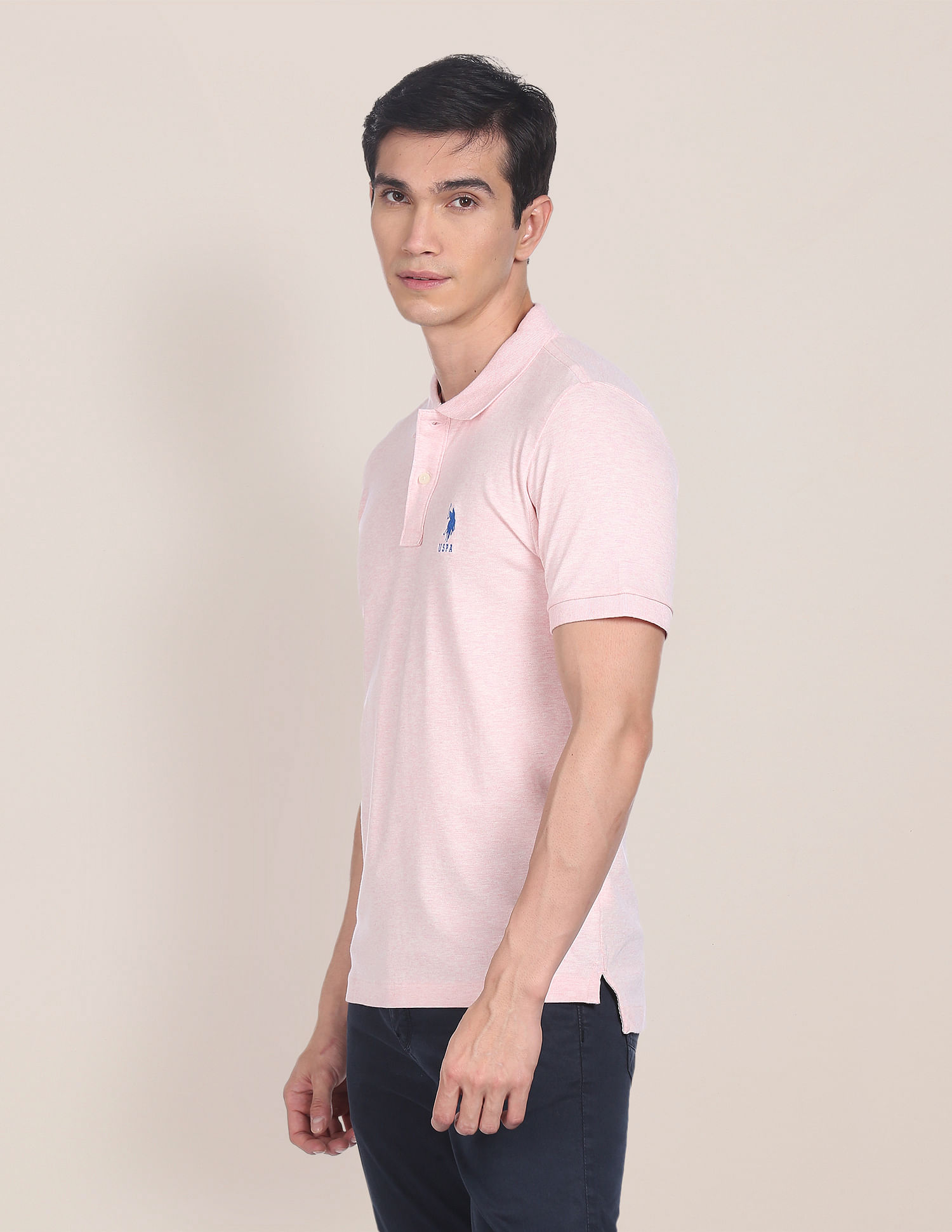 U.S. Polo Assn. Ribbed Collar Heathered Pique Polo Shirt