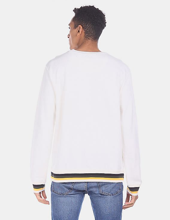 Aeropostale Men White Crew Neck Brand Print Sweatshirt