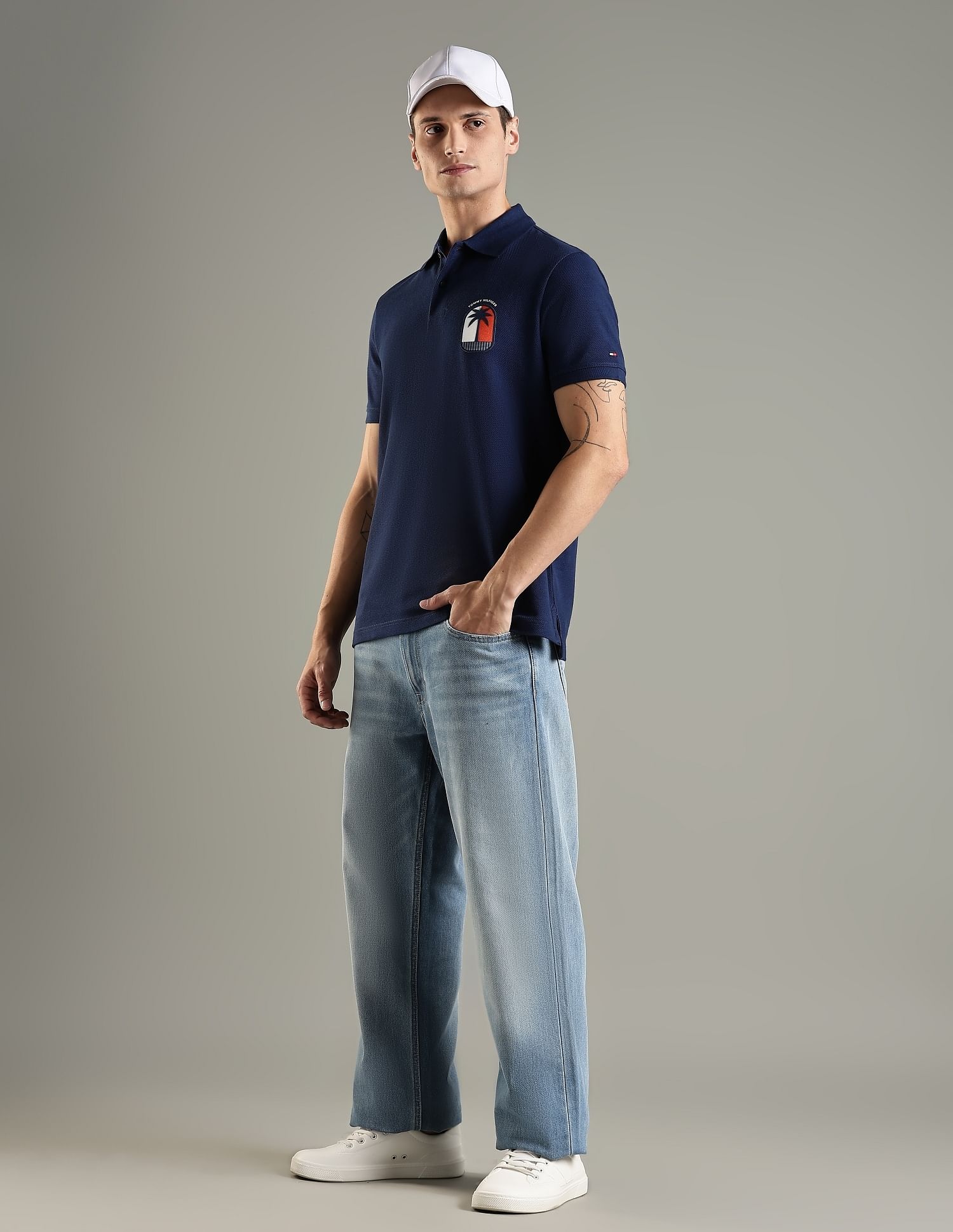 Tommy Hilfiger Solid Regular Fit Cotton Polo T-Shirt