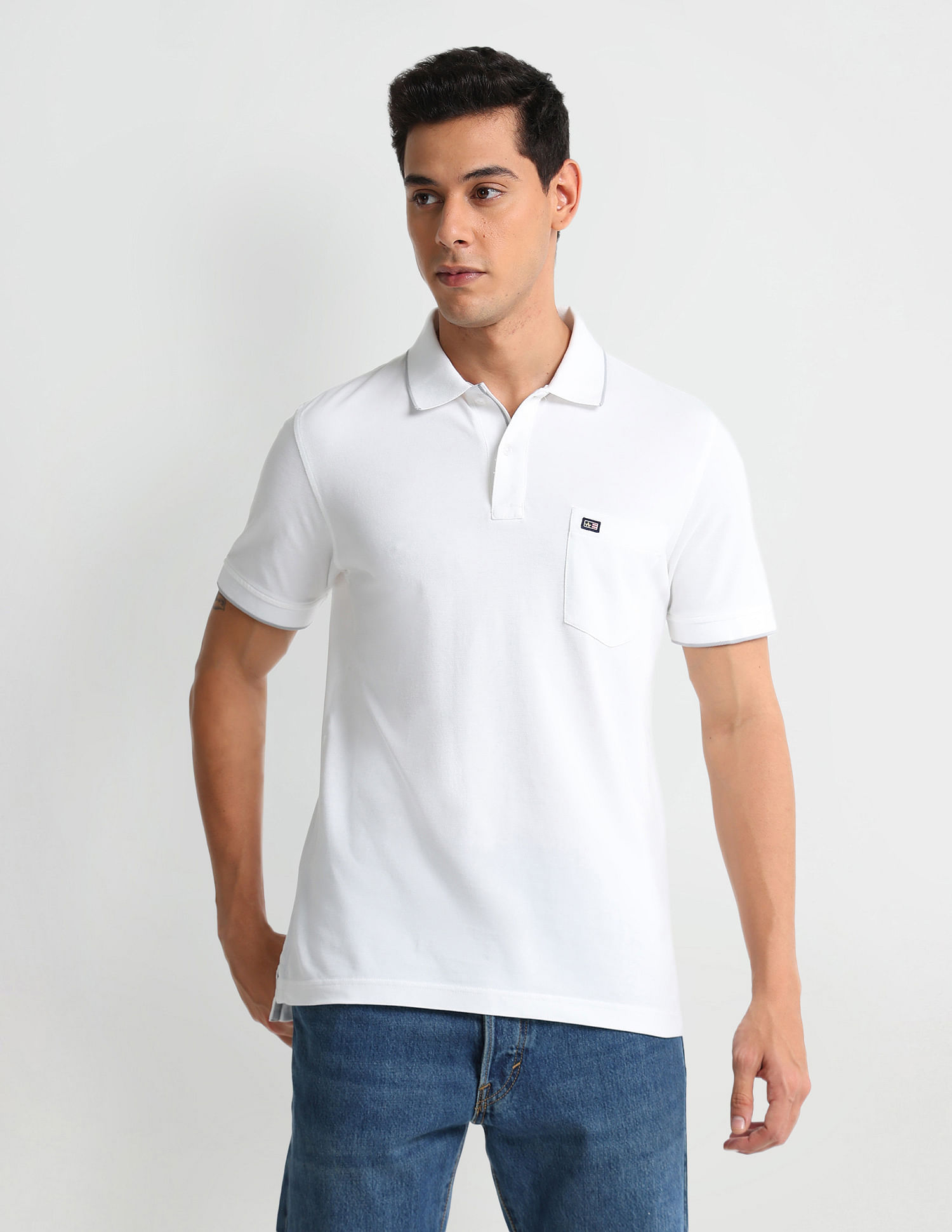 Arrow Sports Tipped Collar Regular Fit Polo Shirt