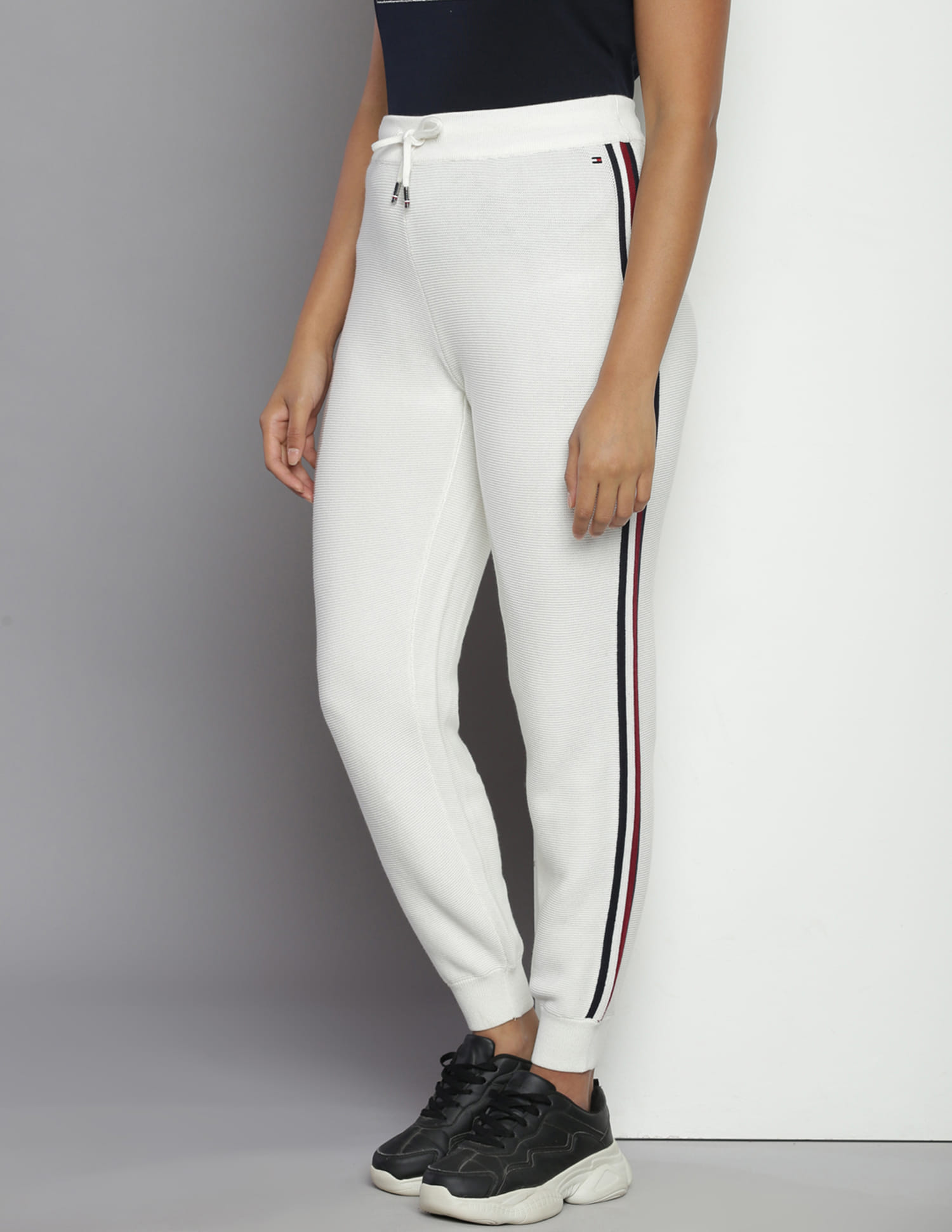 Global Stripe Tape Tommy Hilfiger Tape Joggers Black Track Pants