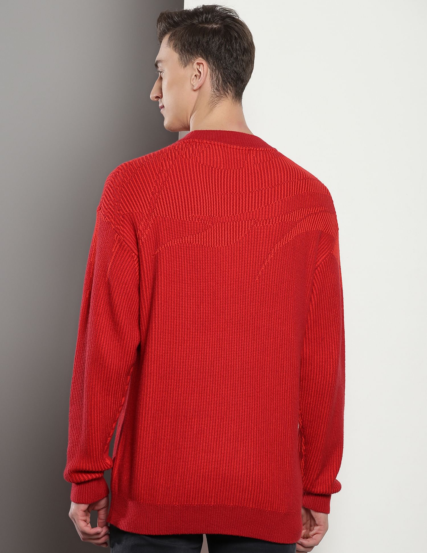 Calvin Klein Crew Neck Patterned Knit Sweater