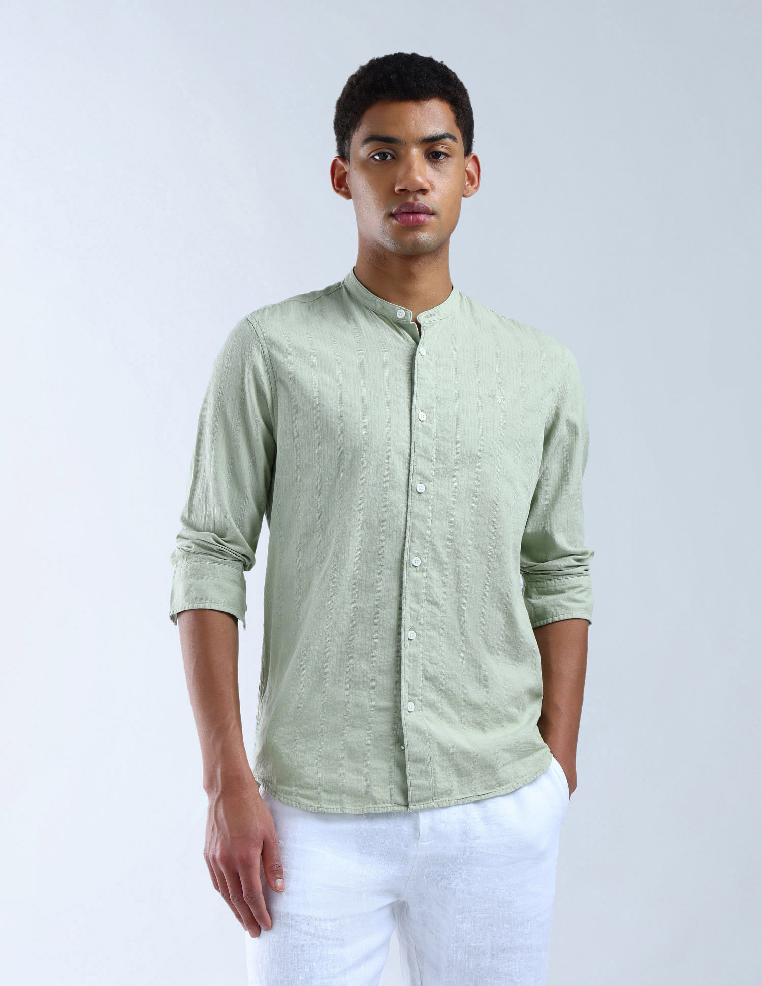 Flying Machine Slim Fit Textured Color Of Home Shirt