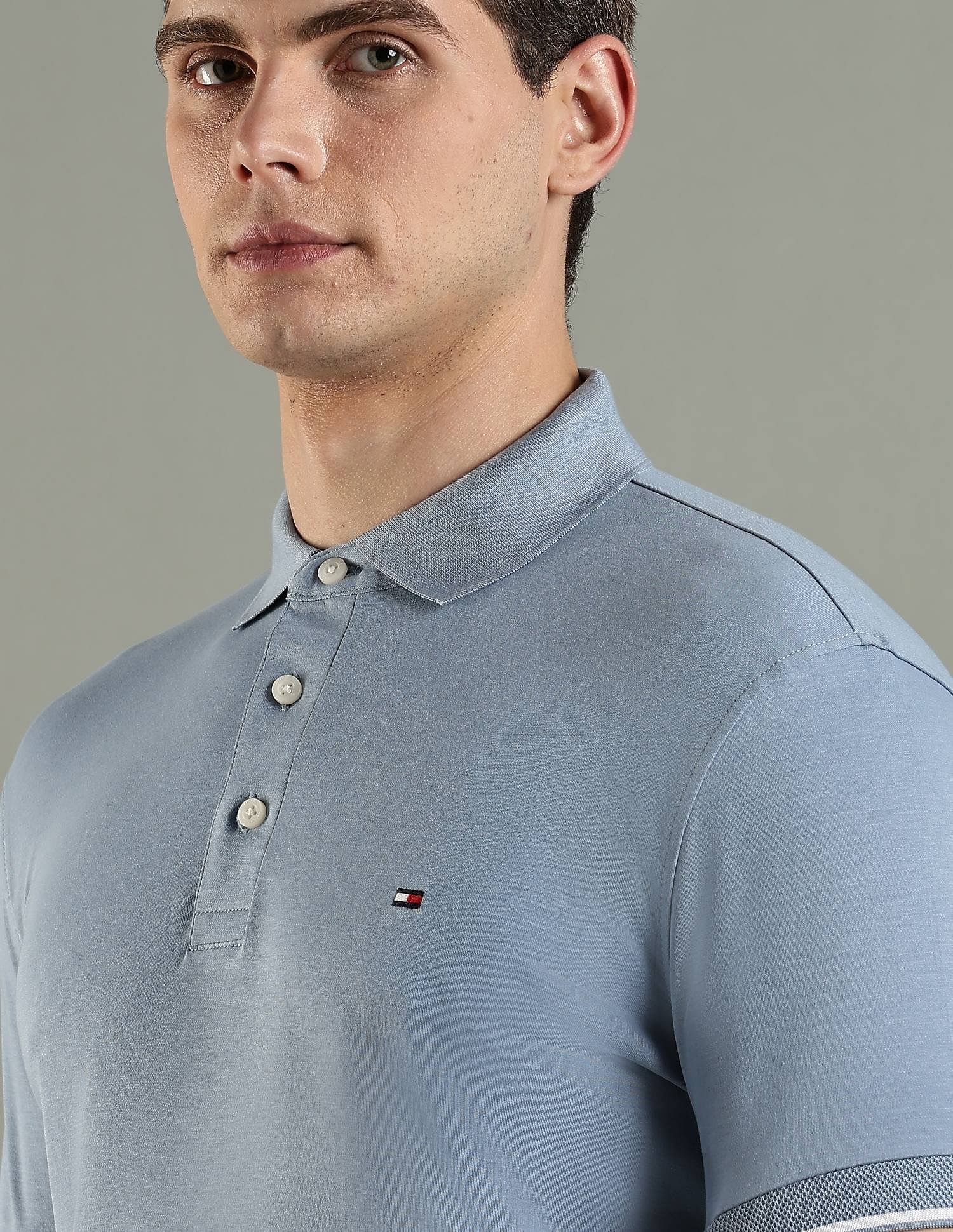 Tommy Hilfiger Solid Slim Fit Cotton Polo T-Shirt