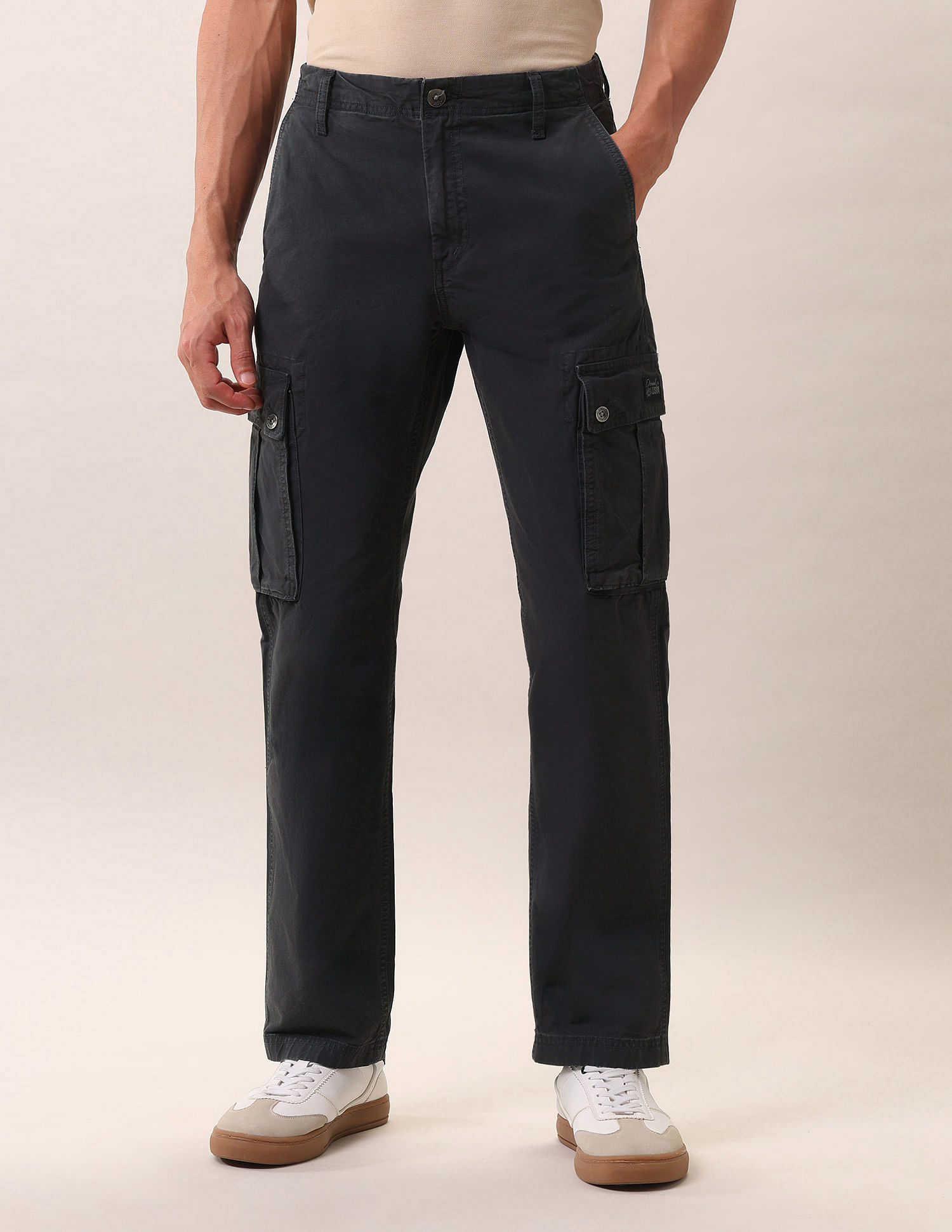 U.S. Polo Assn. Denim Co. Pure Cotton Straight Fit Twill Trousers