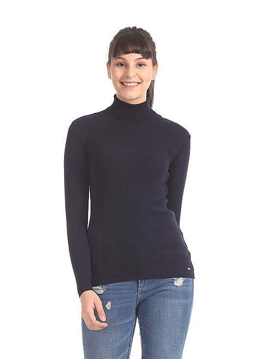 U.S. Polo Assn. Women Turtleneck Rib Knit Top