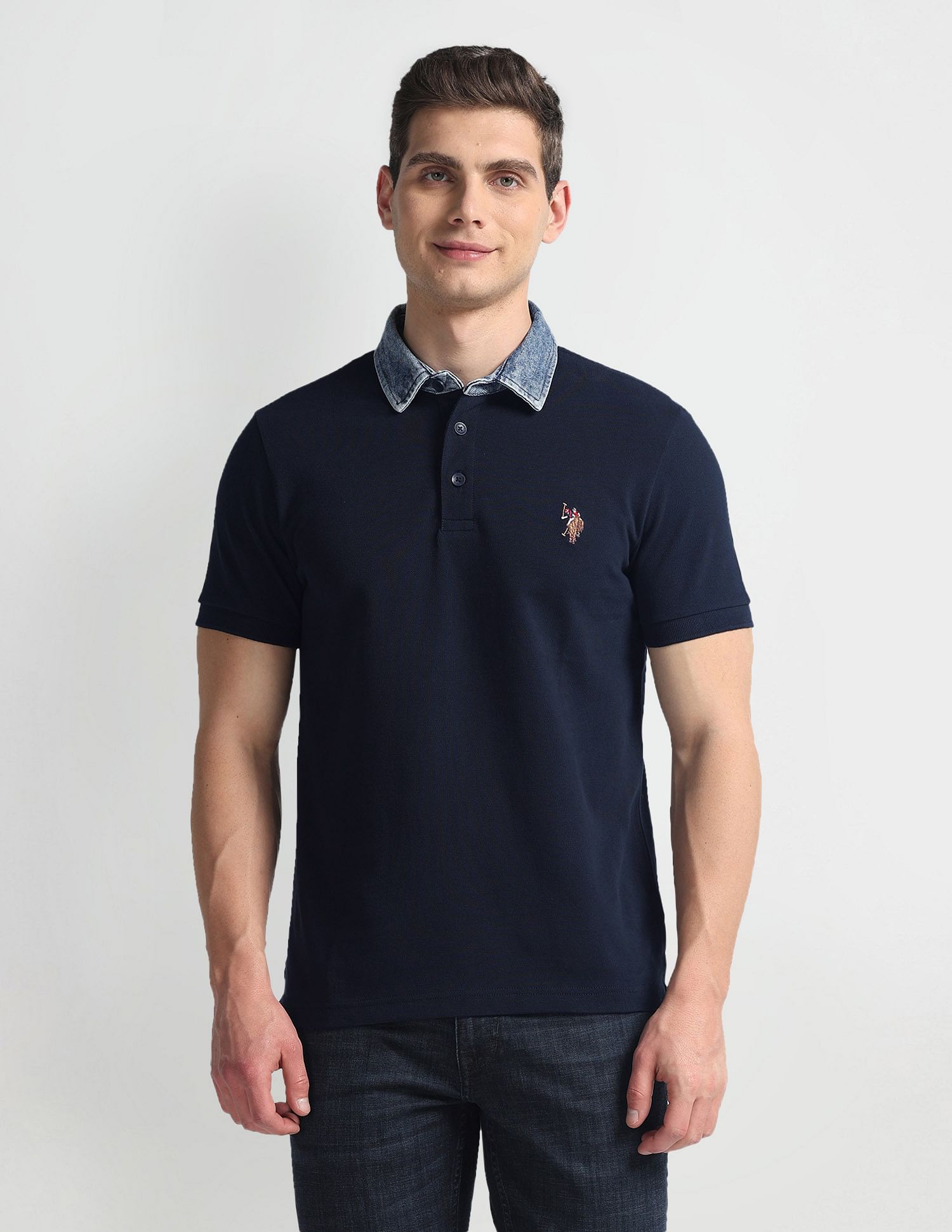 U.S. Polo Assn. Denim Co. Denim Collar Solid Polo Shirt