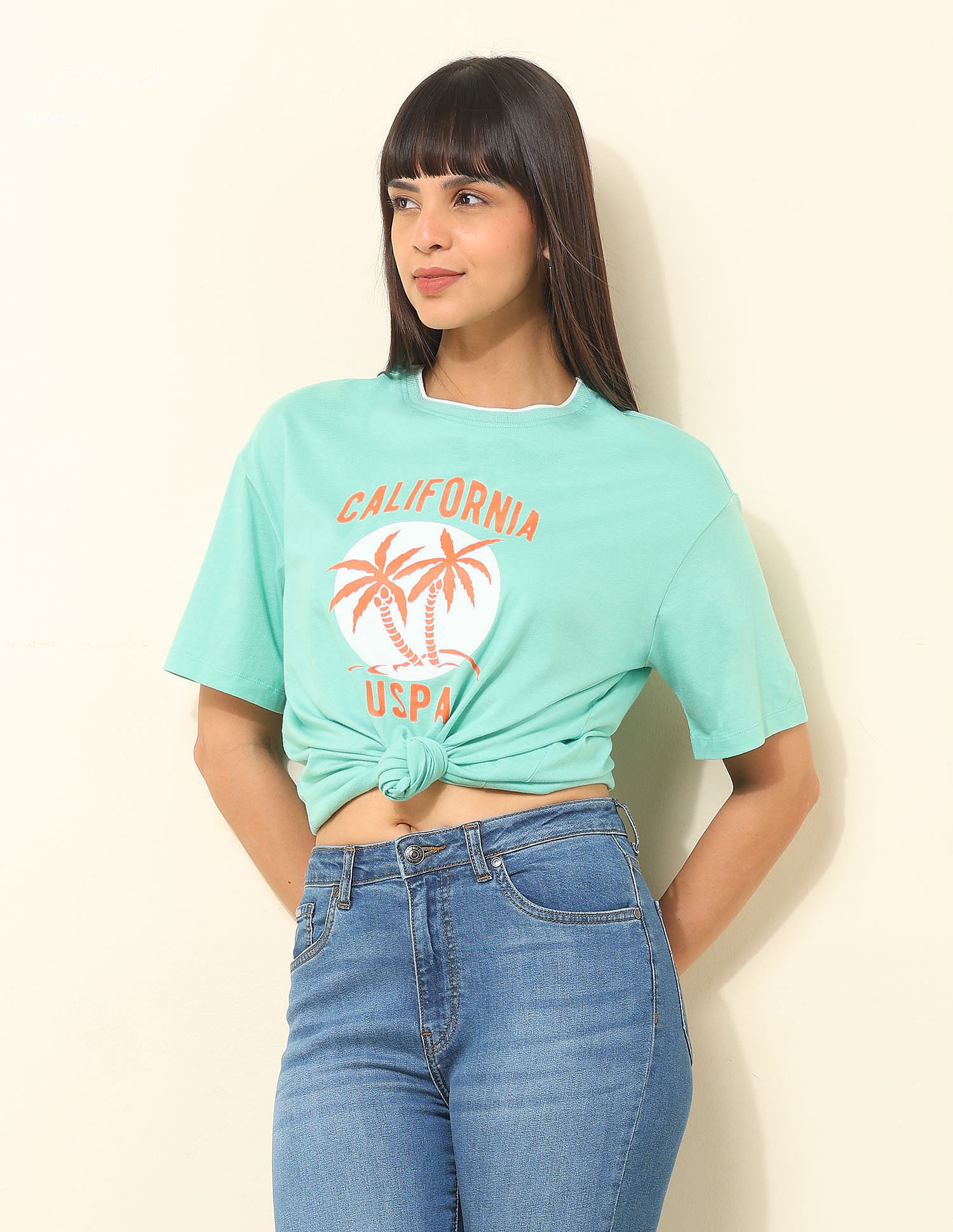 U.S. Polo Assn. Women Boyfriend Fit Brand Printed T-Shirt