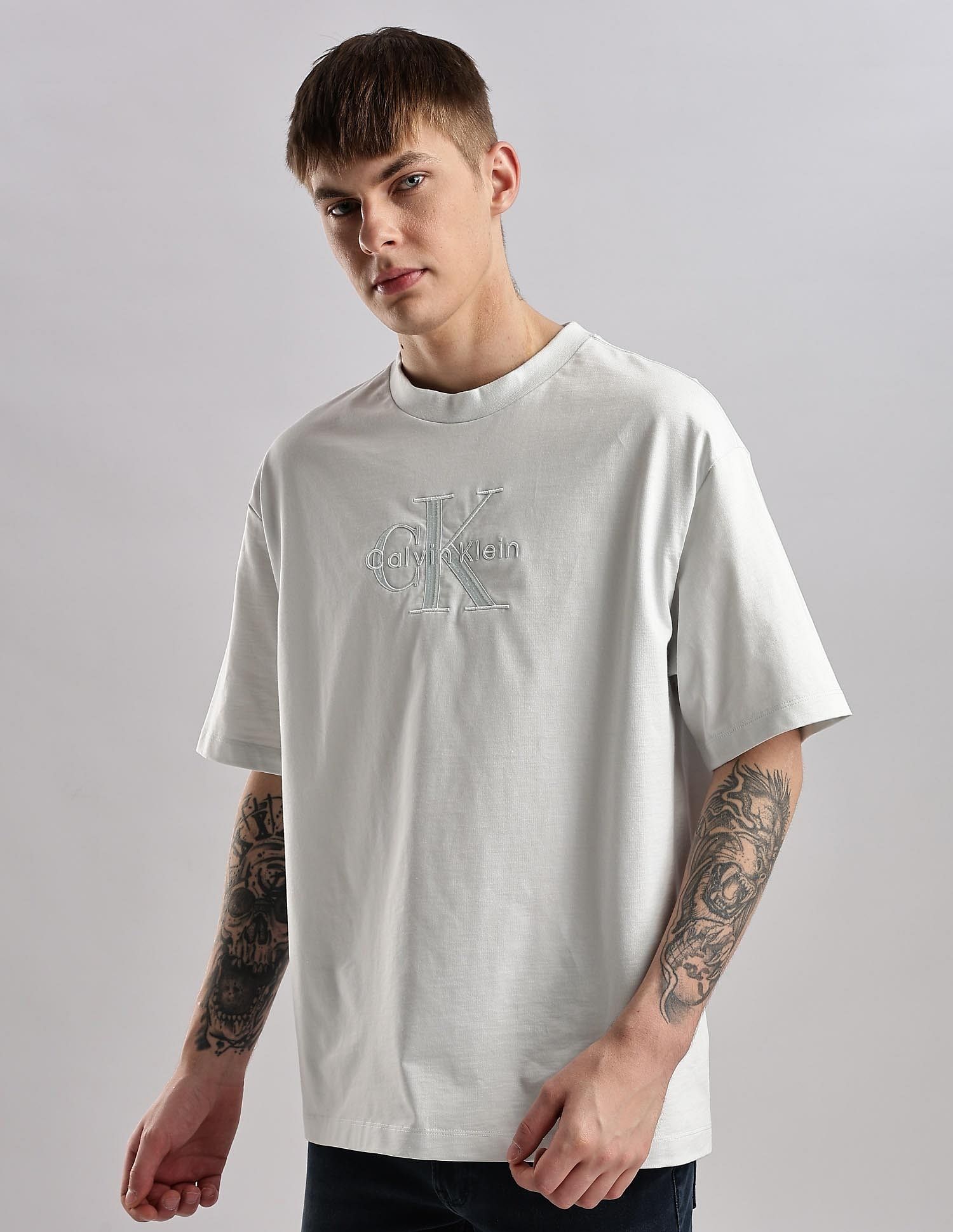Calvin Klein Jeans Mens Blue Logo T-Shirts