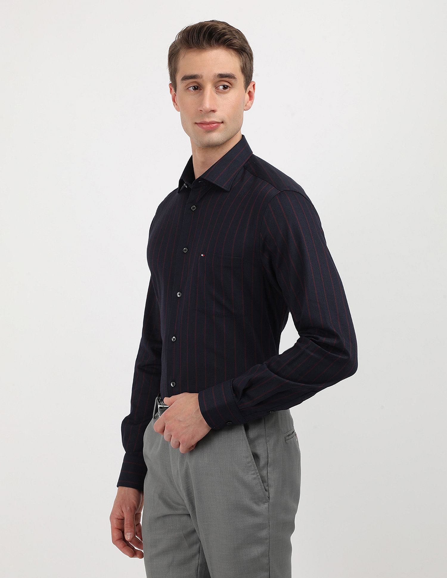 Tommy Hilfiger Waffle Dobby Vertical Stripedd Shirt