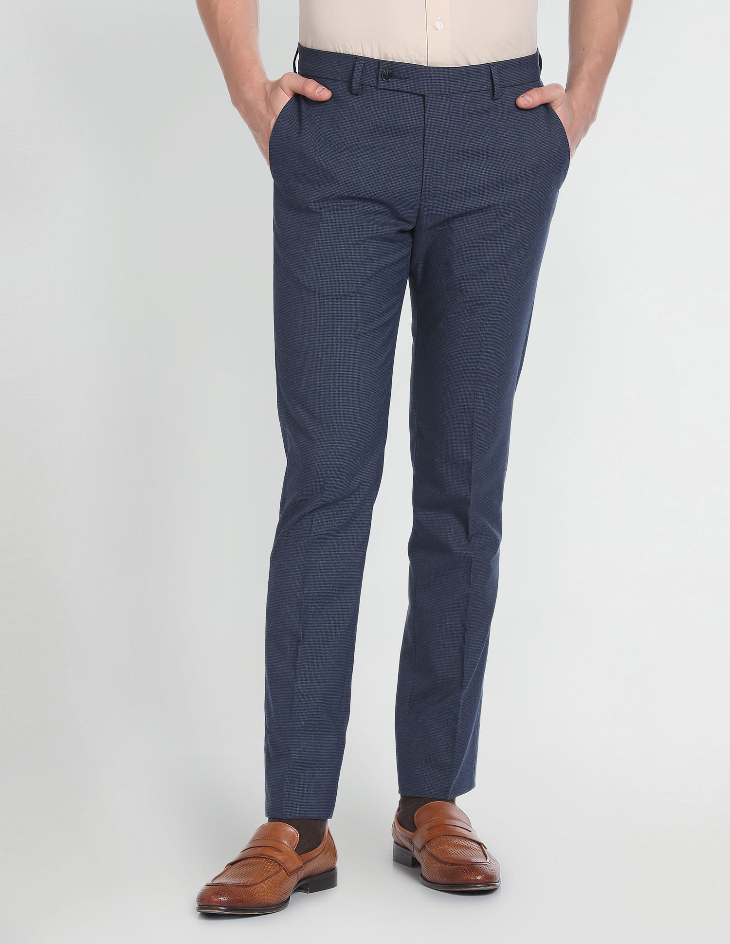 Arrow Patterned Weave Smart Flex Trousers