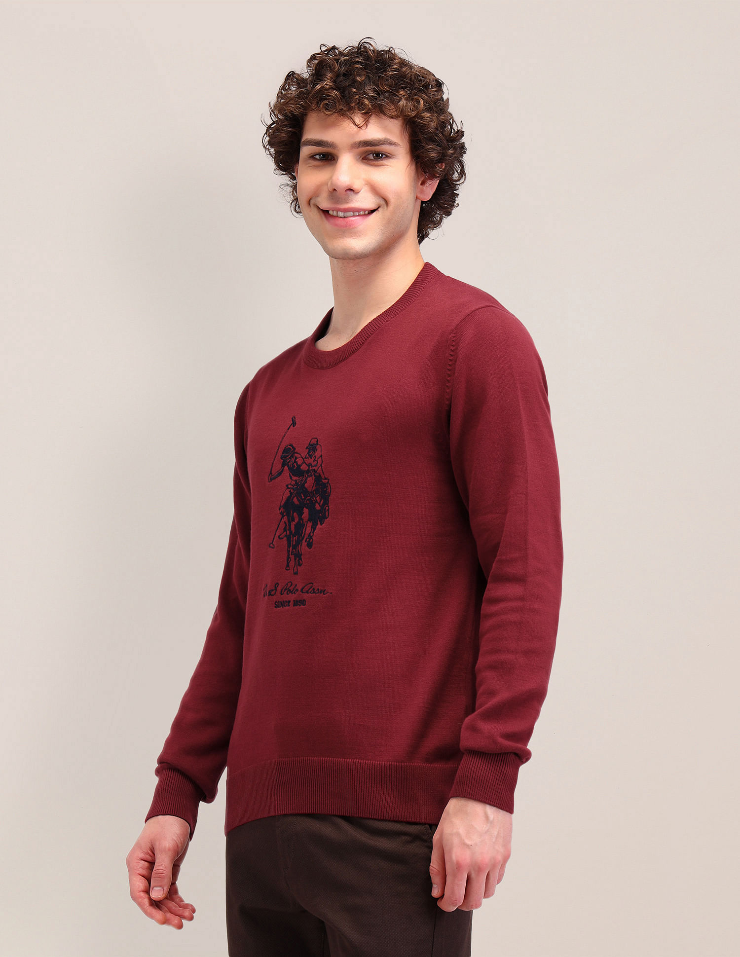 U.S. Polo Assn. Logo Knitted Cotton Sweater