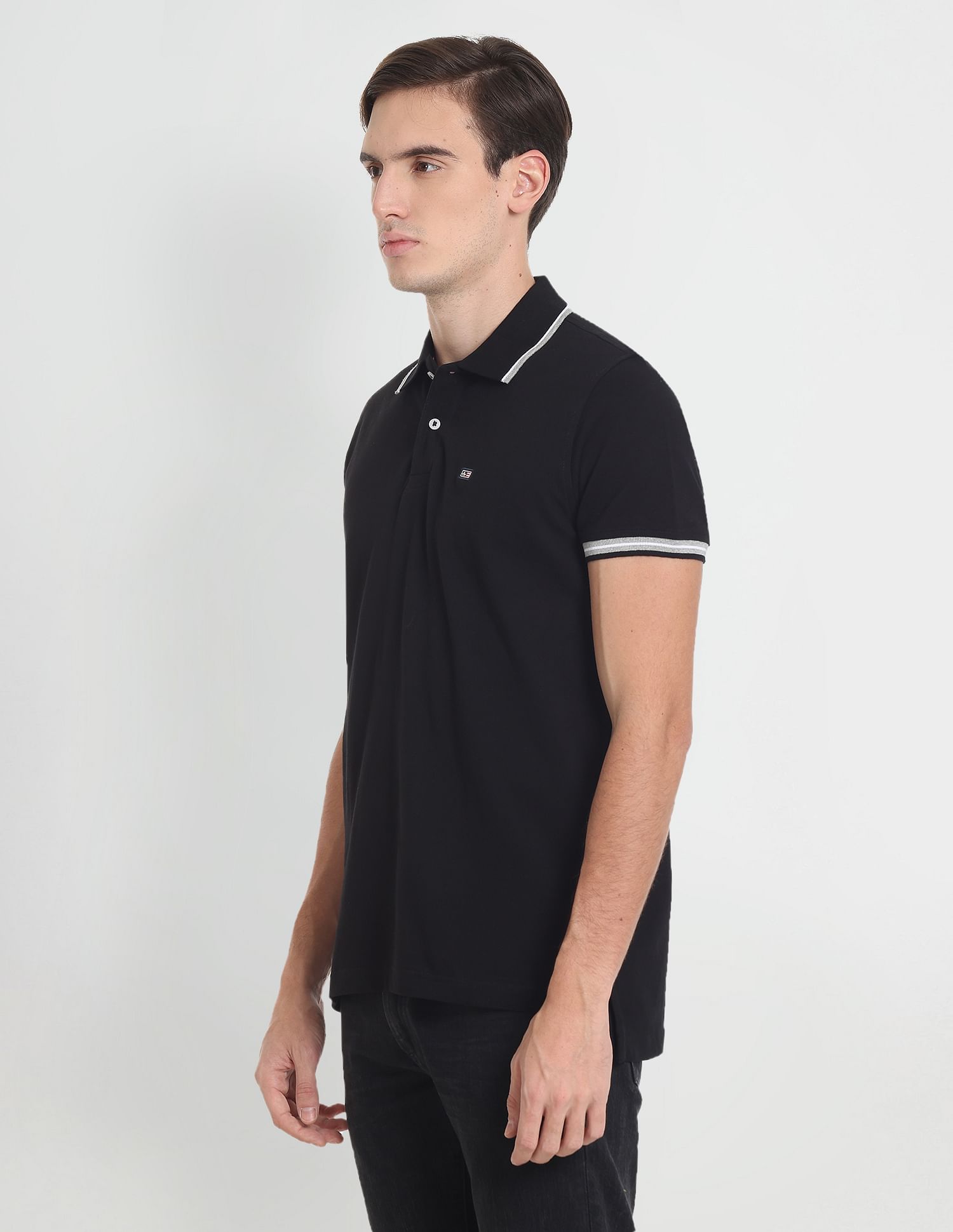 Arrow Sports Tipped Collar Solid Pique Polo Shirt