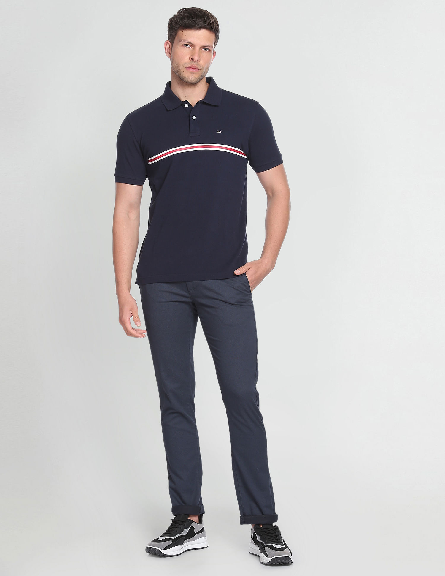 Arrow Sports Engineered Stripe Cotton Polo Shirt