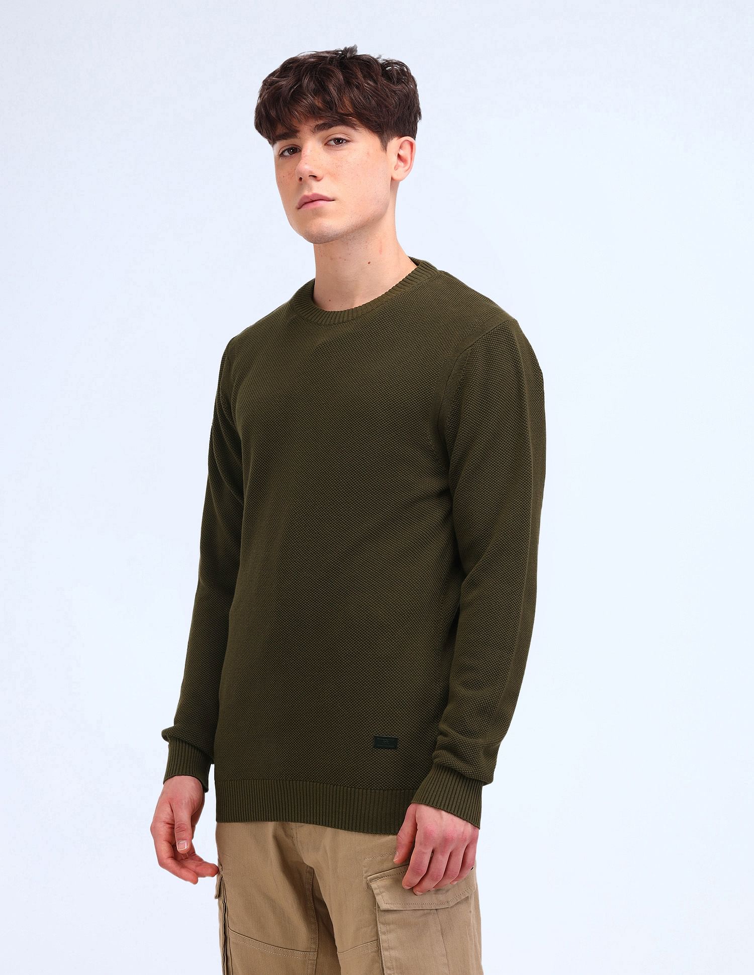 Flying Machine Textured Cotton Sweater