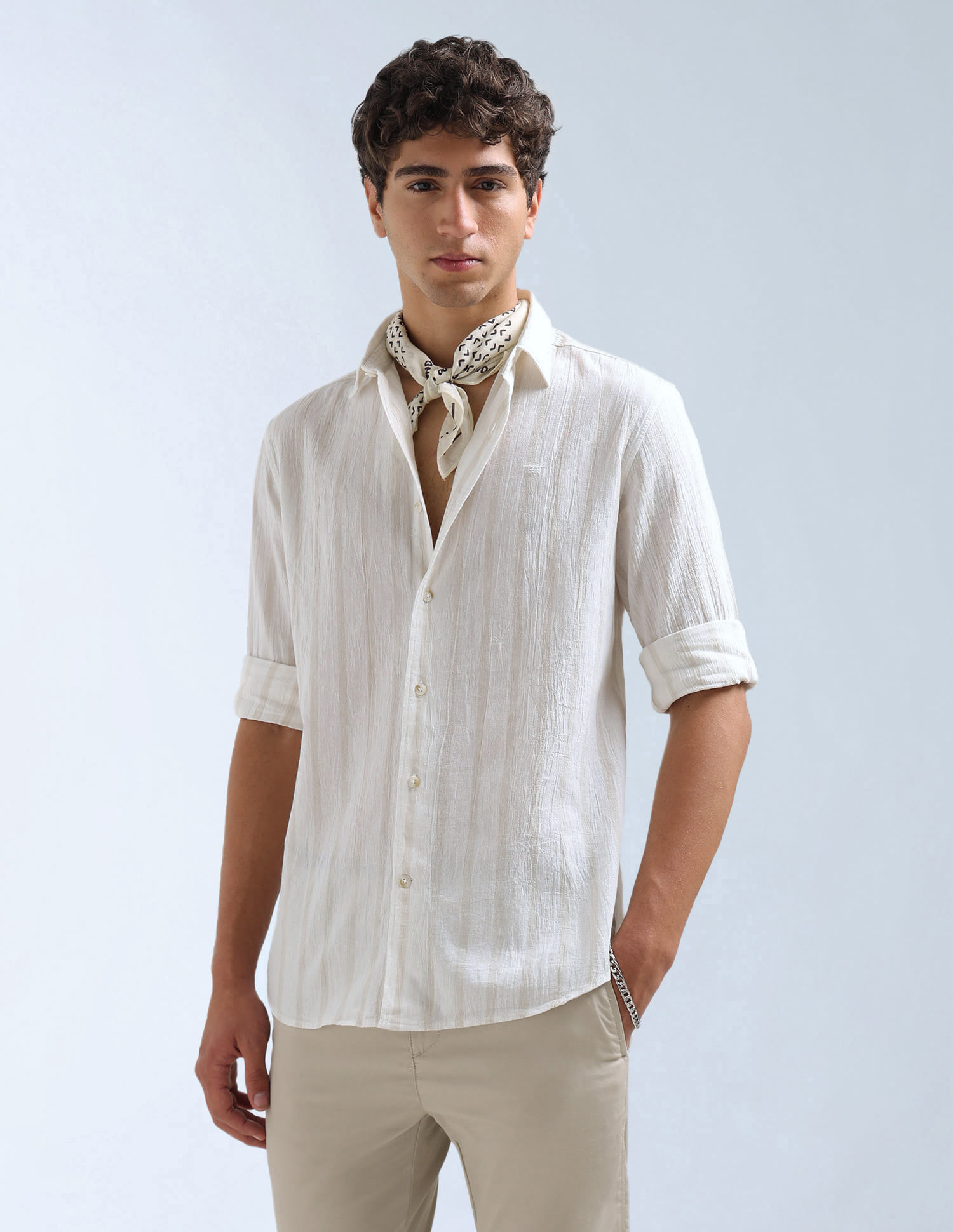 Buy Flying Machine Original Textured Vertical Striped Shirt