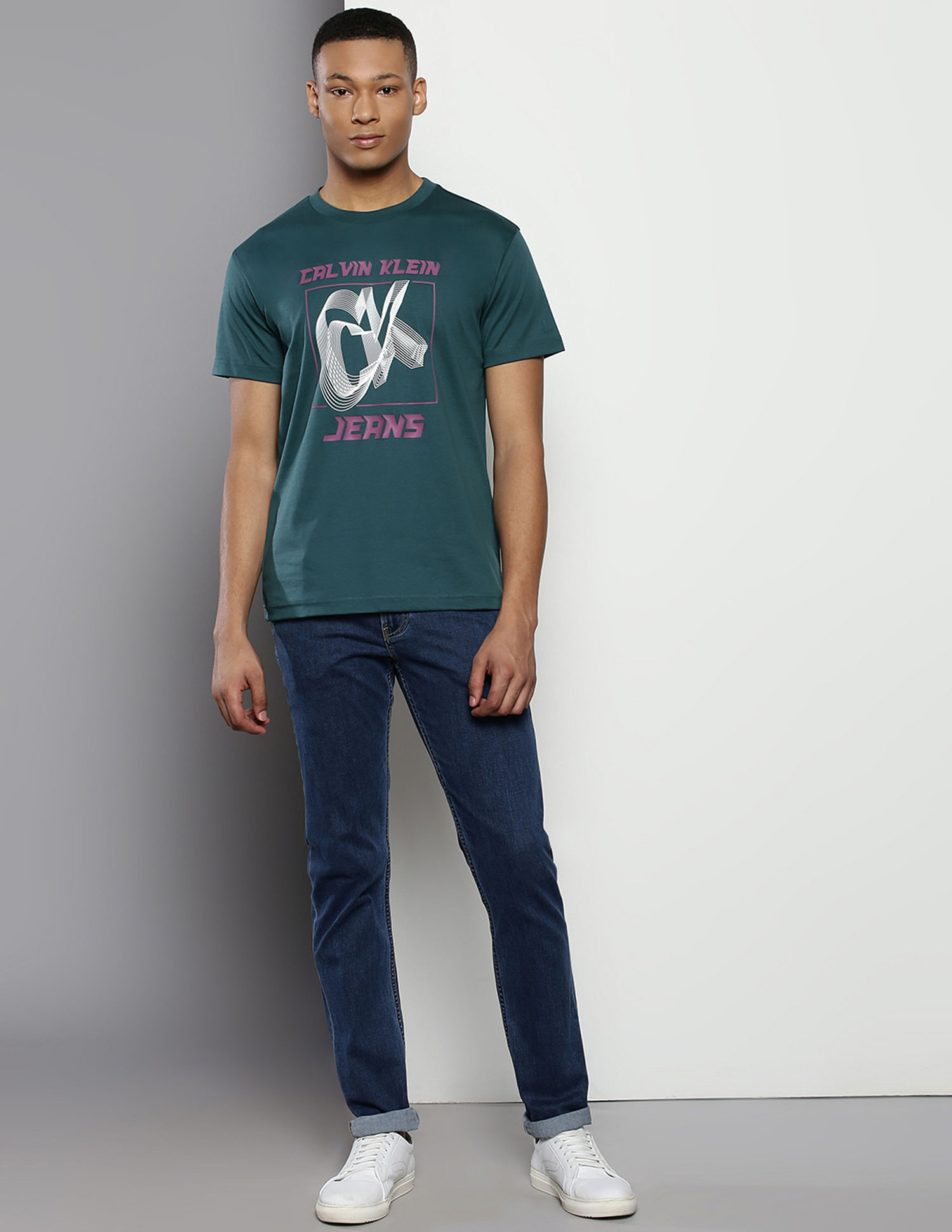 Calvin Klein Crew Neck Monogram Print T-Shirt