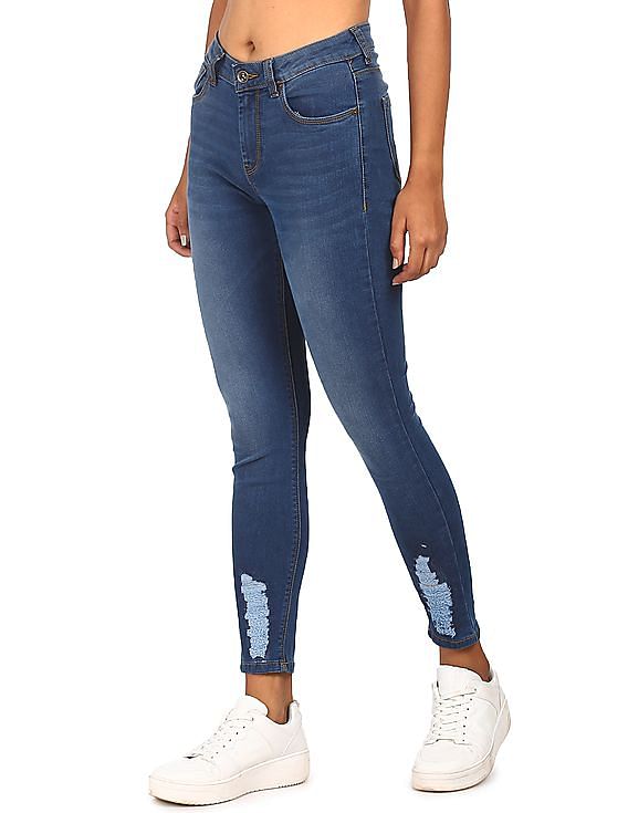 Flying Machine Women Mid Rise Distressed Jeans