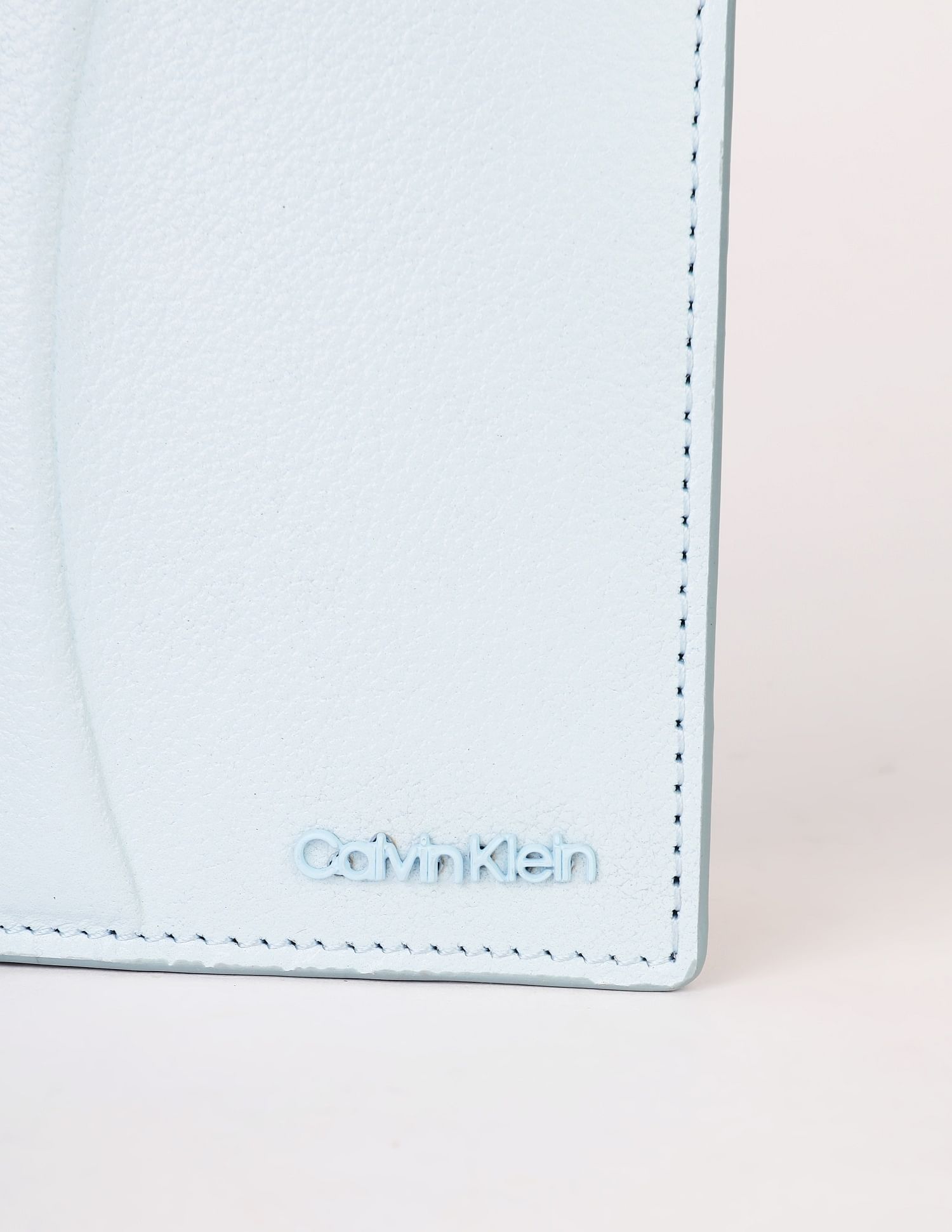 Calvin Klein Solid Blue Leather Bi-Fold Wallet