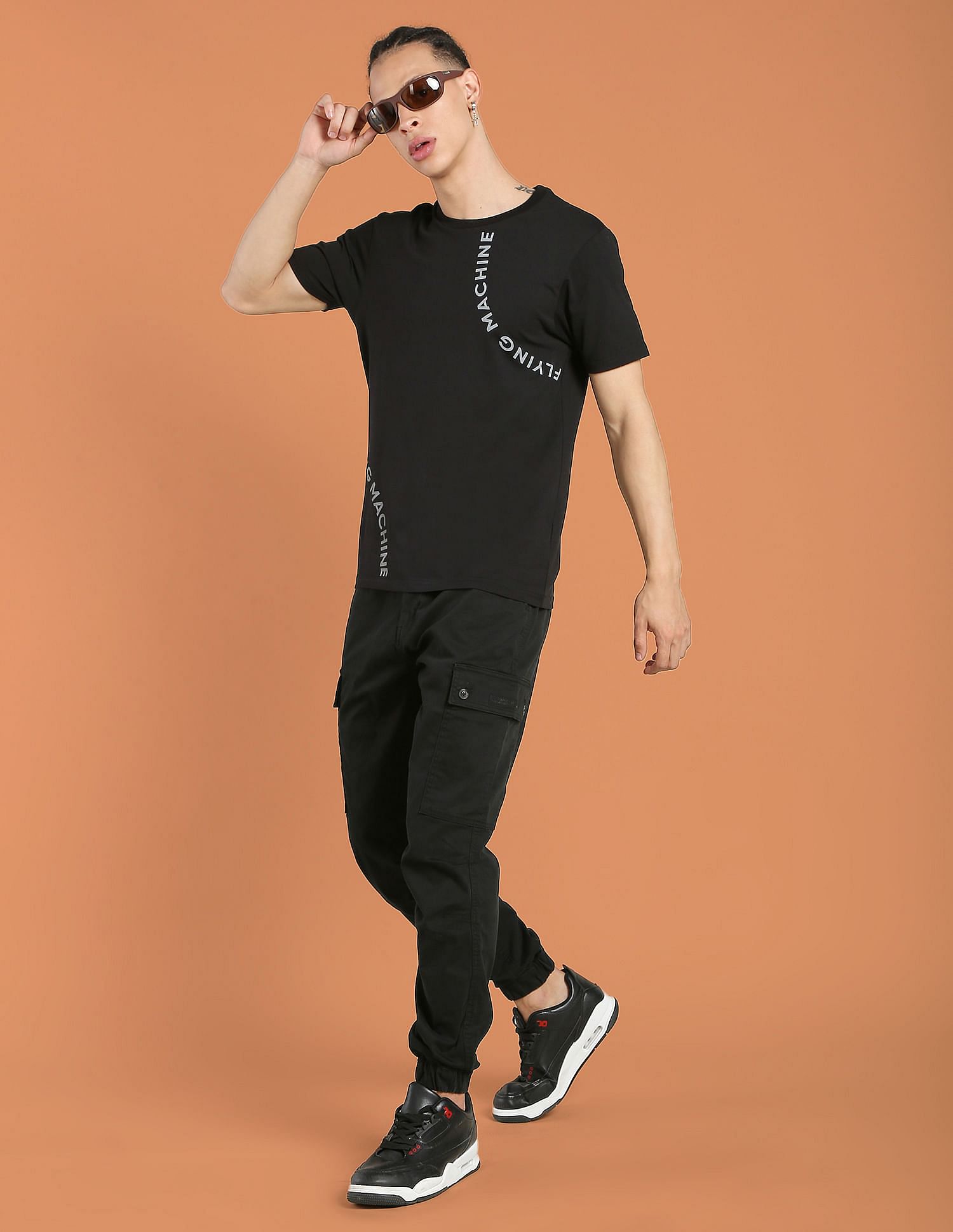 Flying Machine Mid Rise Solid Cargo Utility Joggers